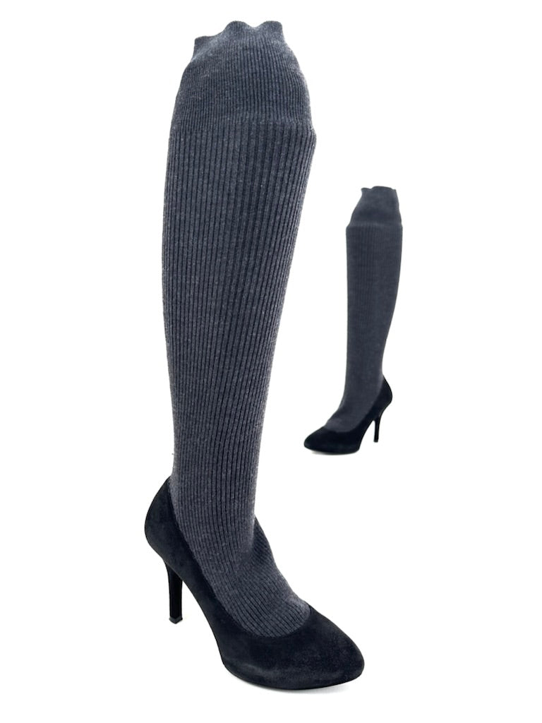 Dolce & Gabbana Suede & Wool Sock Heels