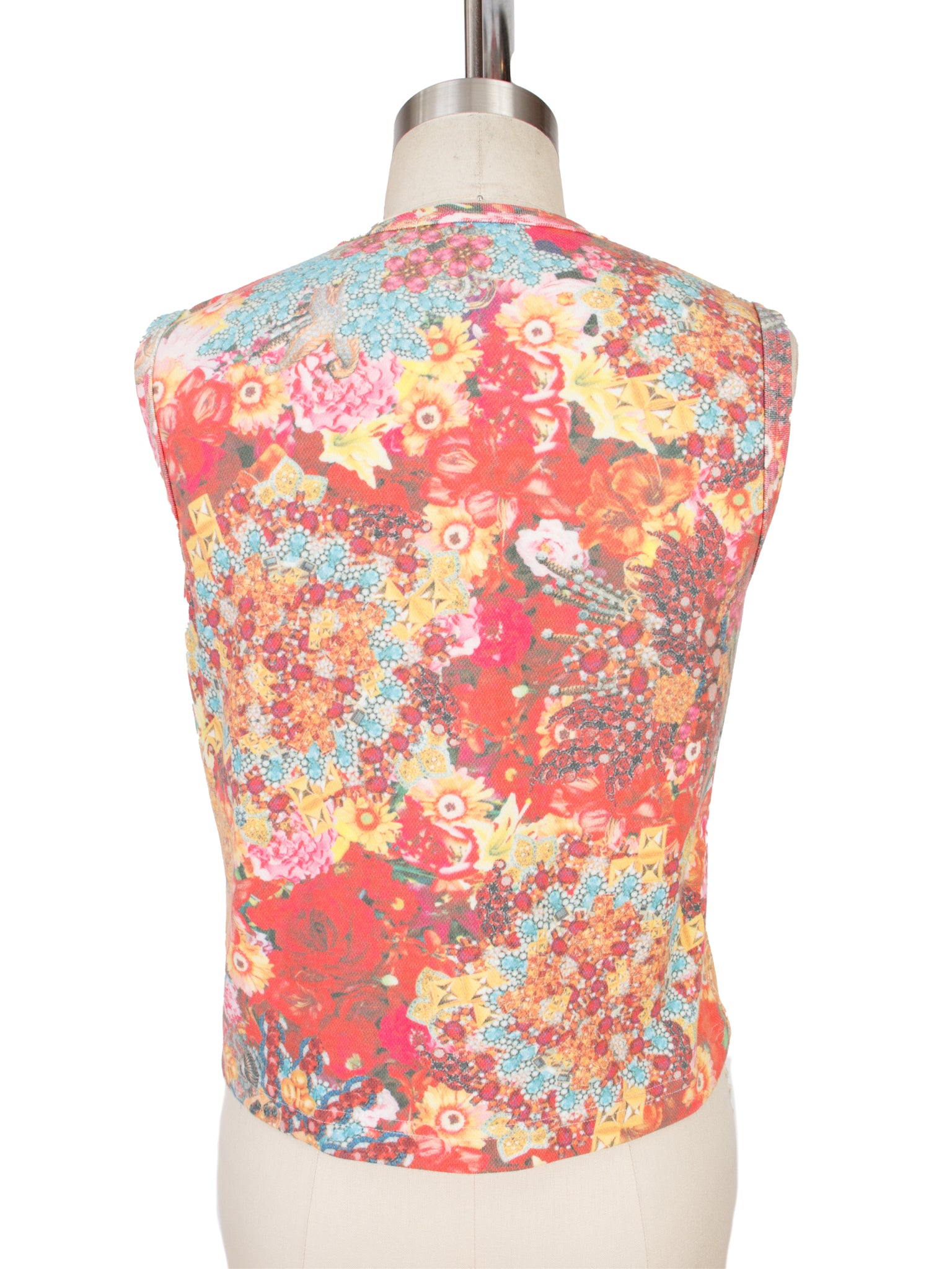 SS 2004 Comme des Garcons Floral & Velour Patch Top