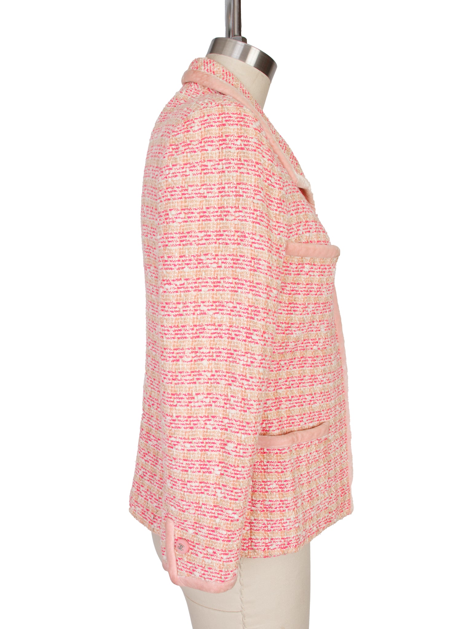 S/S 1996 Chanel Tweed & Velour Trim Jacket