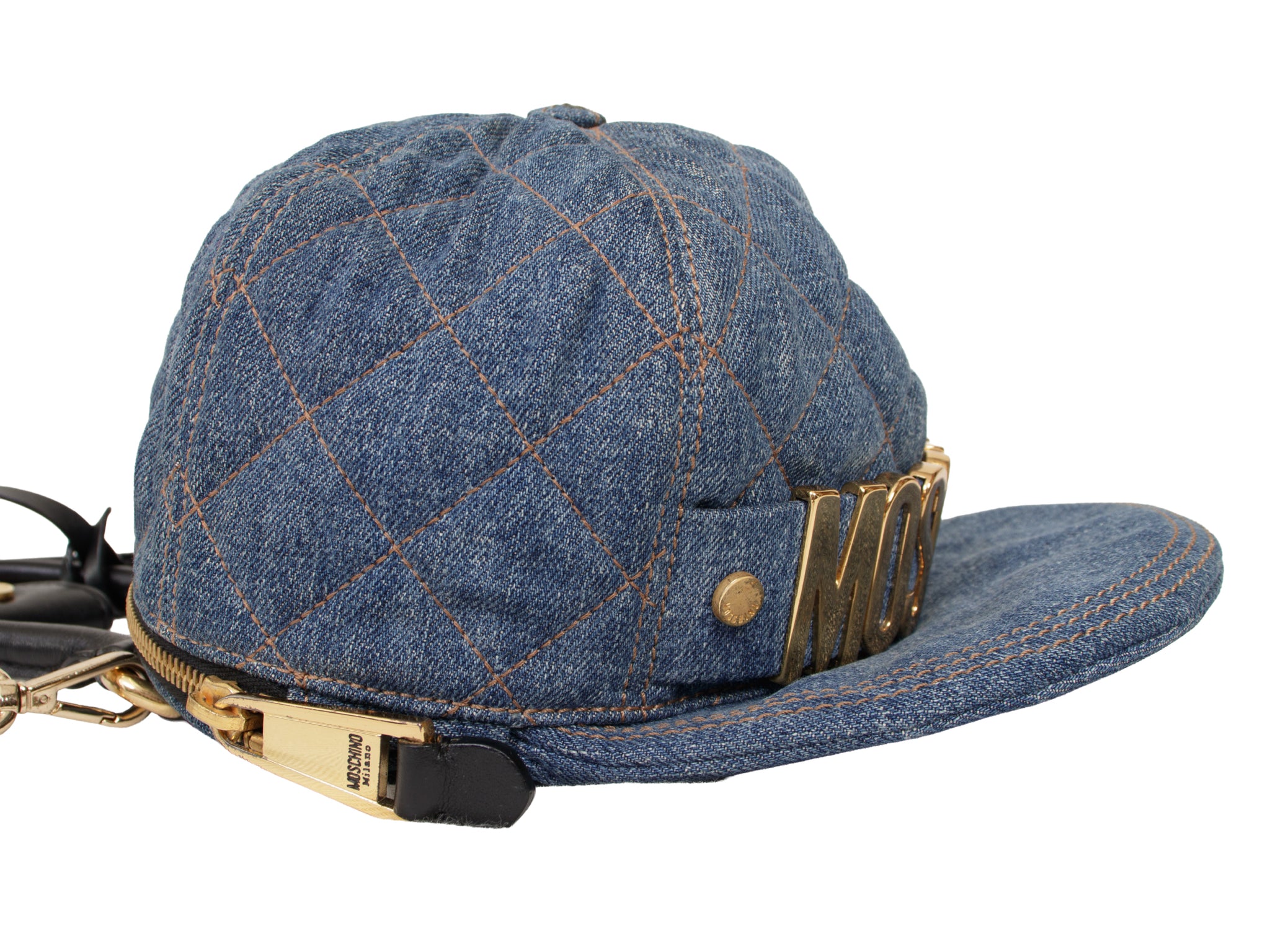 Moschino Quilted Denim Hat Crossbody Bag