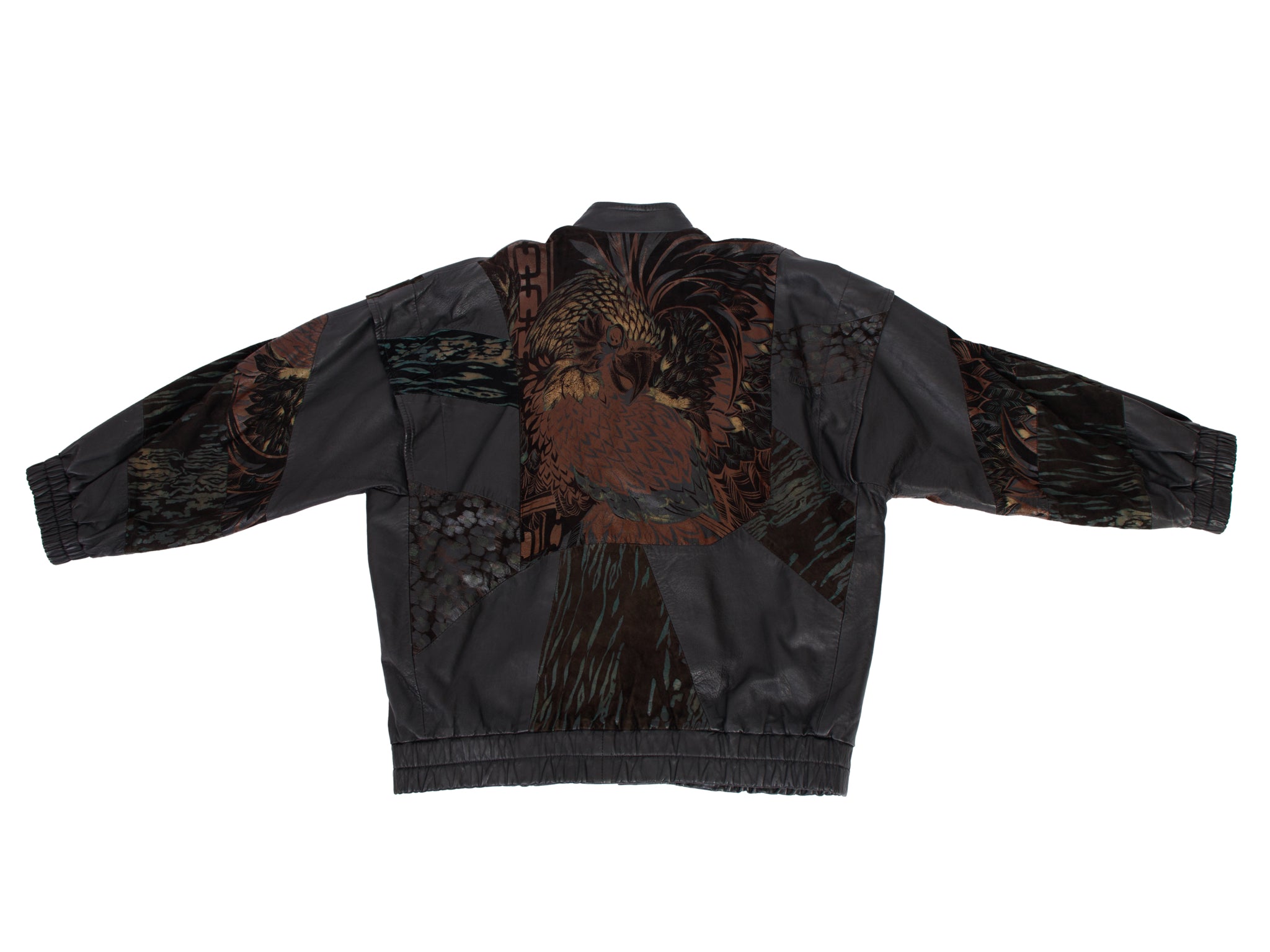 1980's Neiman Marcus Leather Patchwork Painted Souvenir Jacket