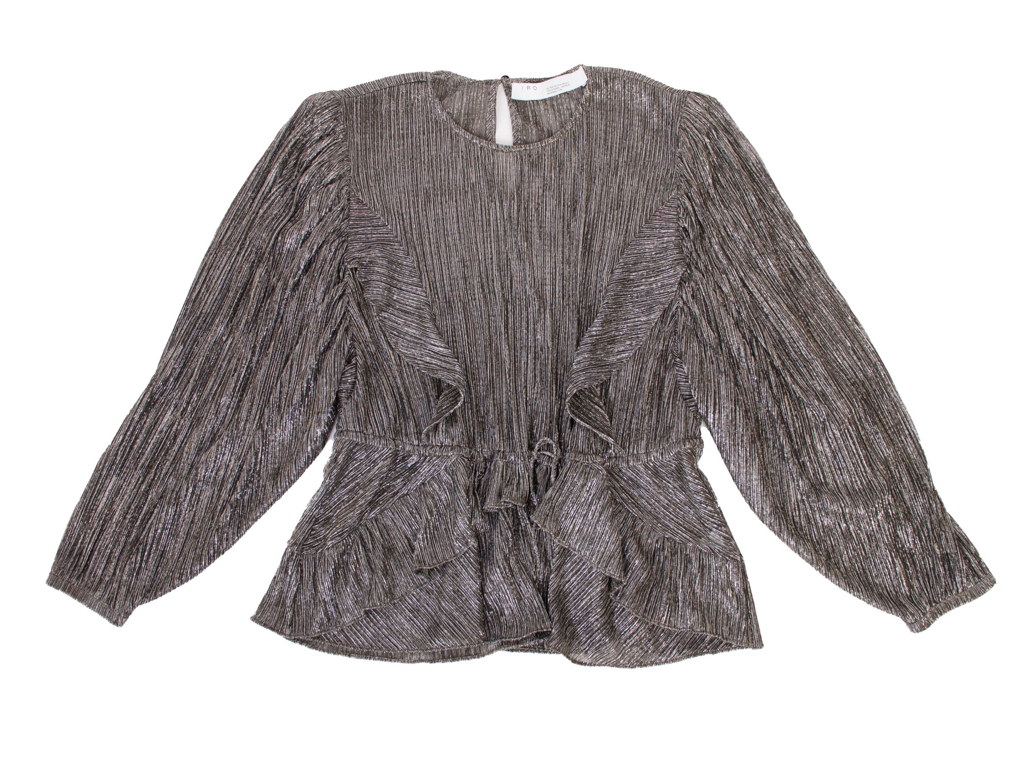 IRO Metallic Plisse  Peplum Top
