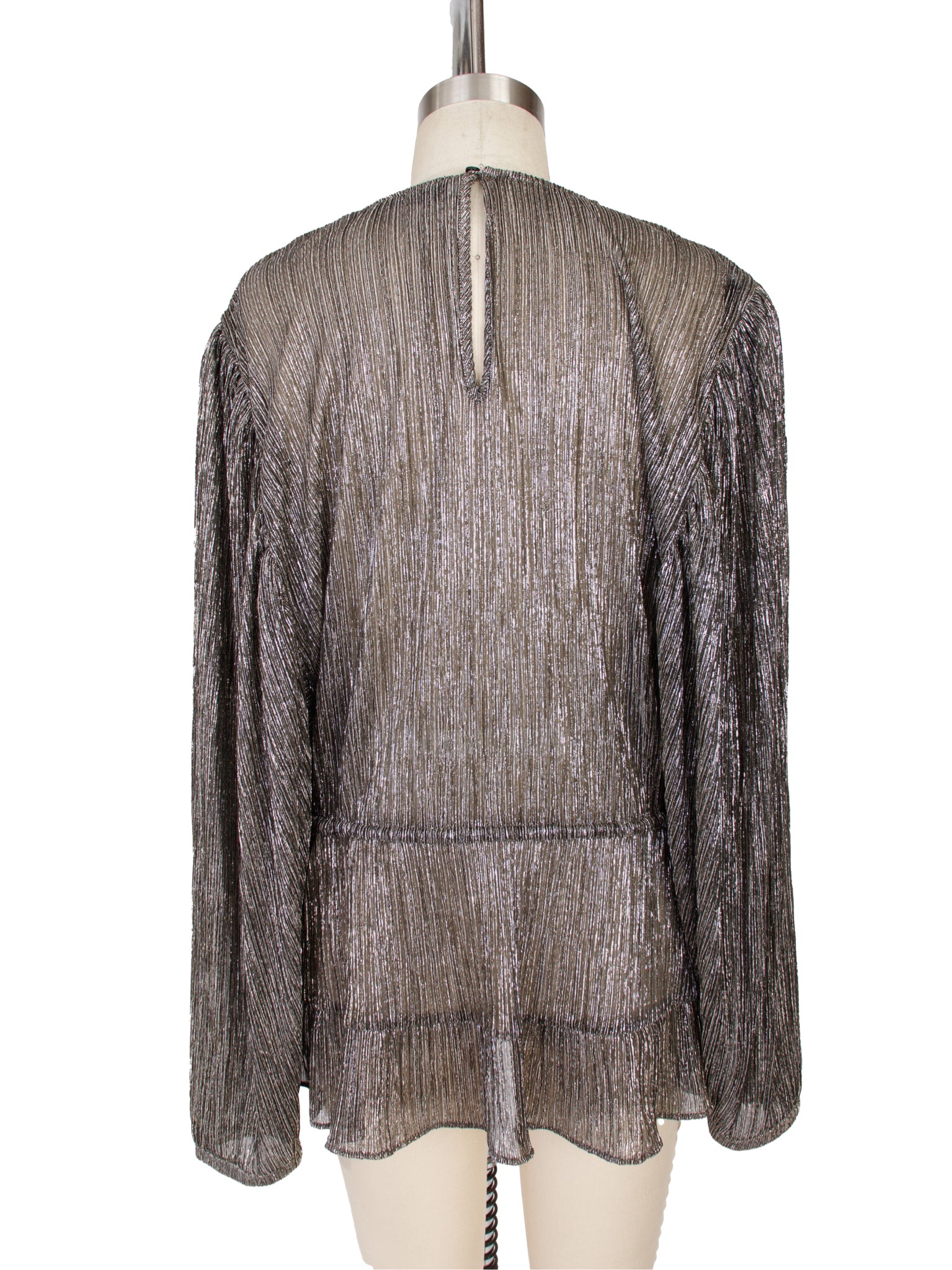 IRO Metallic Plisse  Peplum Top