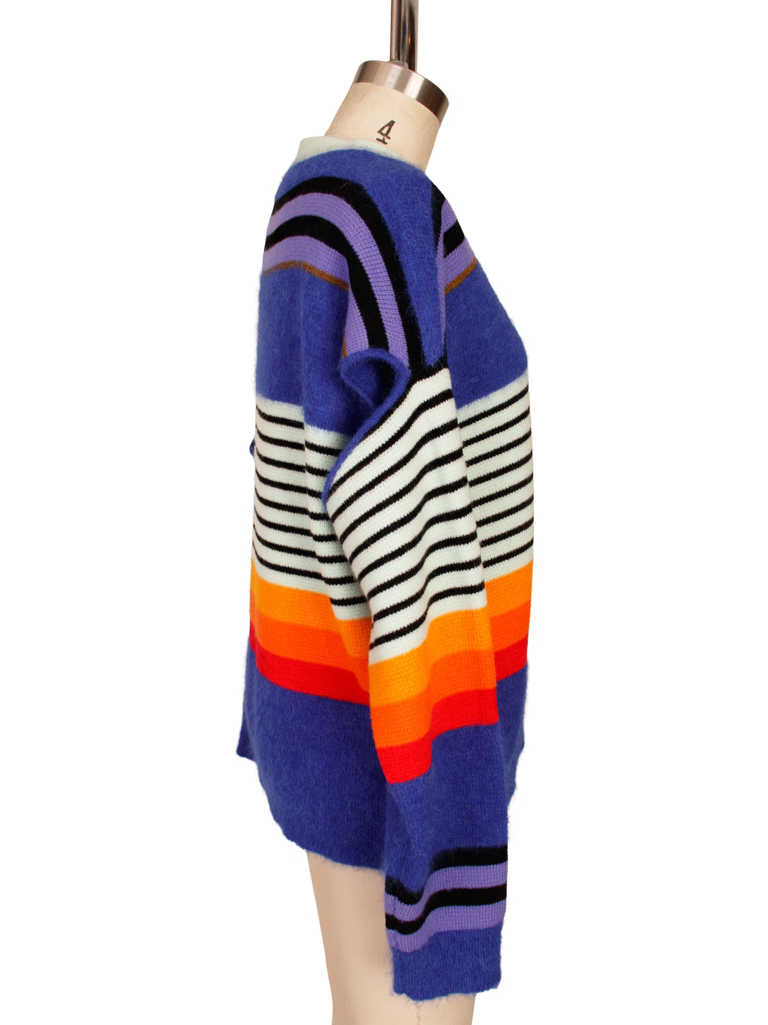 Christopher John Rogers Mohair Alpaca Mix Stripe Cardigan