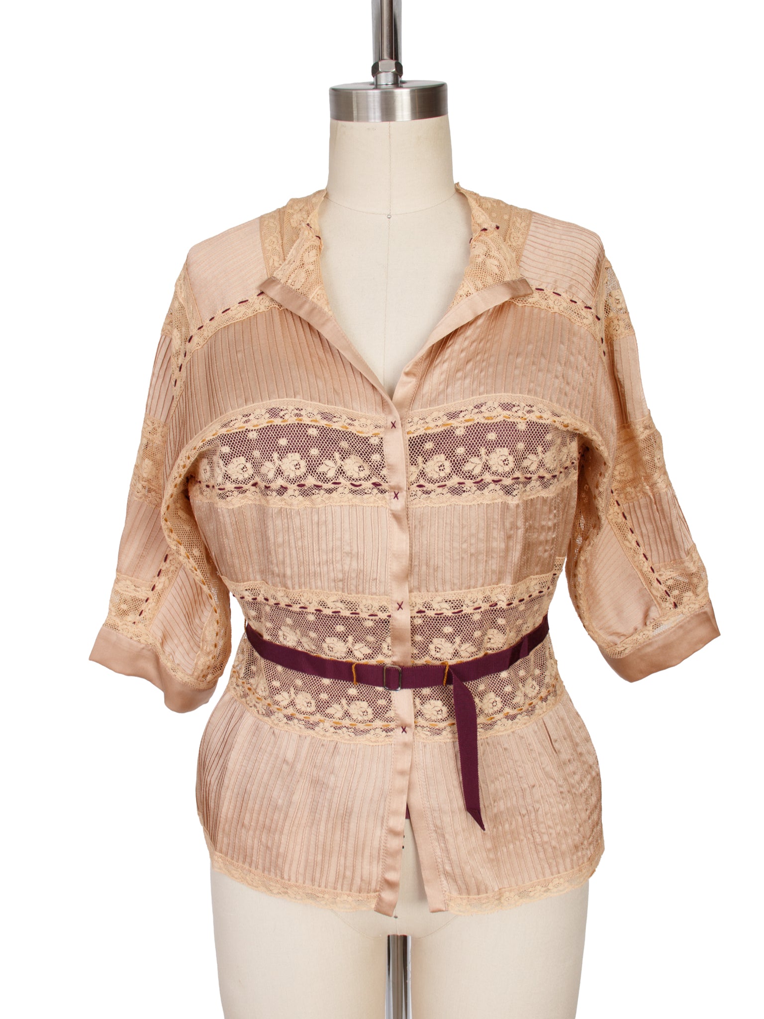 Easton Pearson Pintuck Silk Lace Blouse