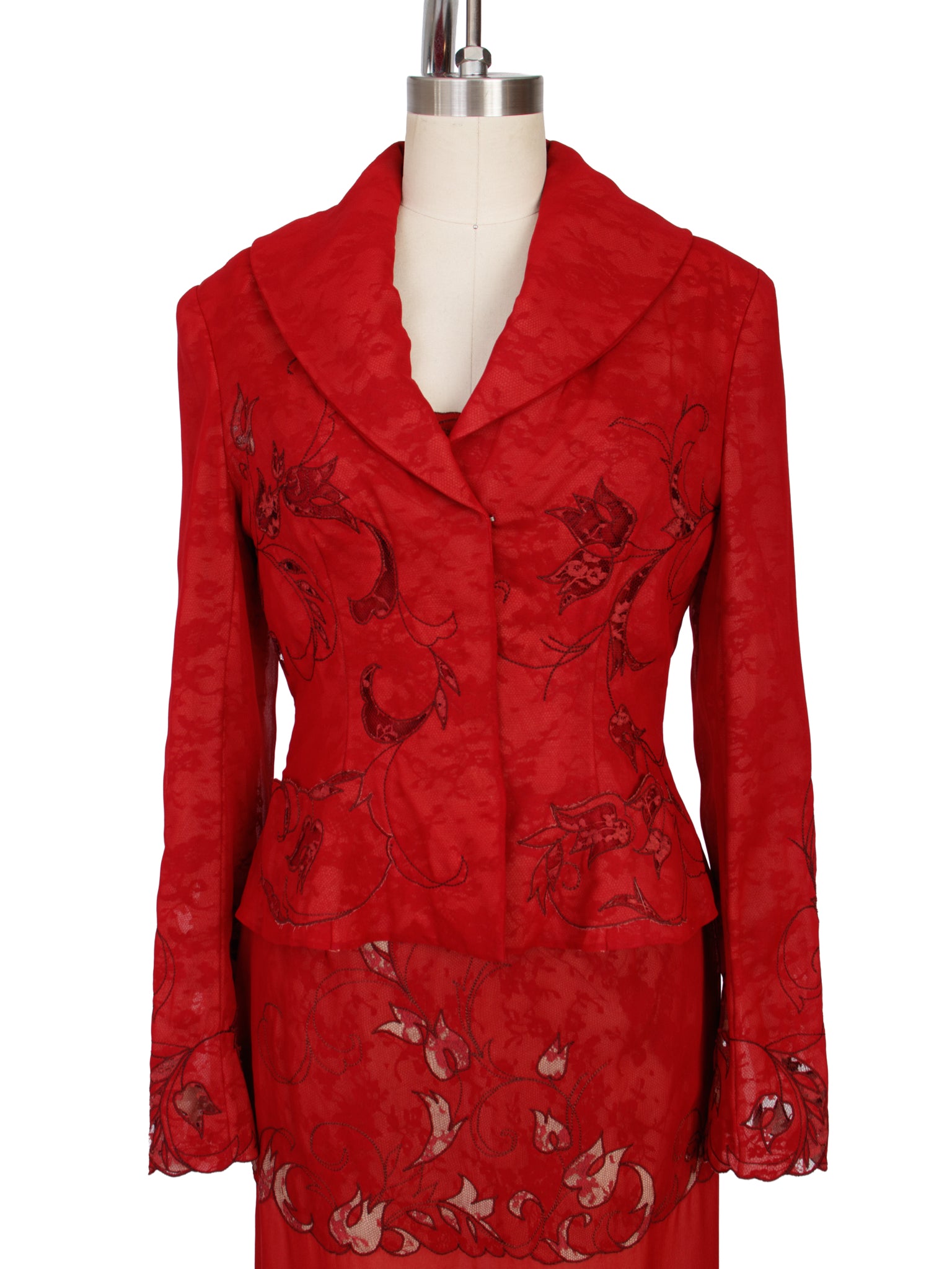 Richard Tyler Couture Silk Lace Dress Set