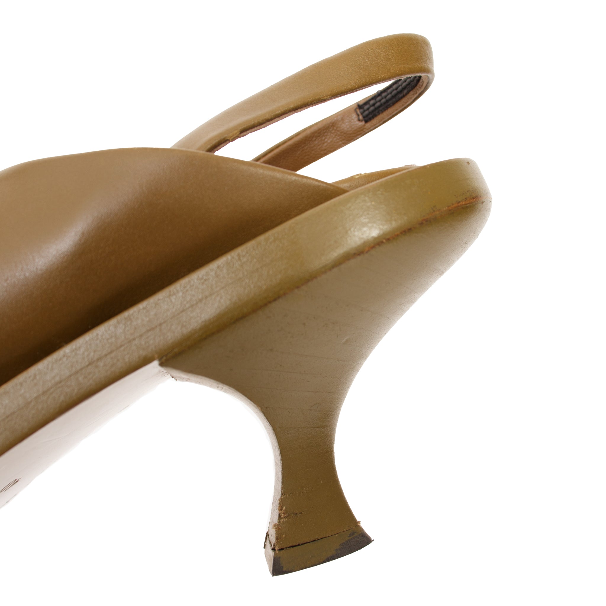 Jil Sander Olive Leather Slingback Pumps