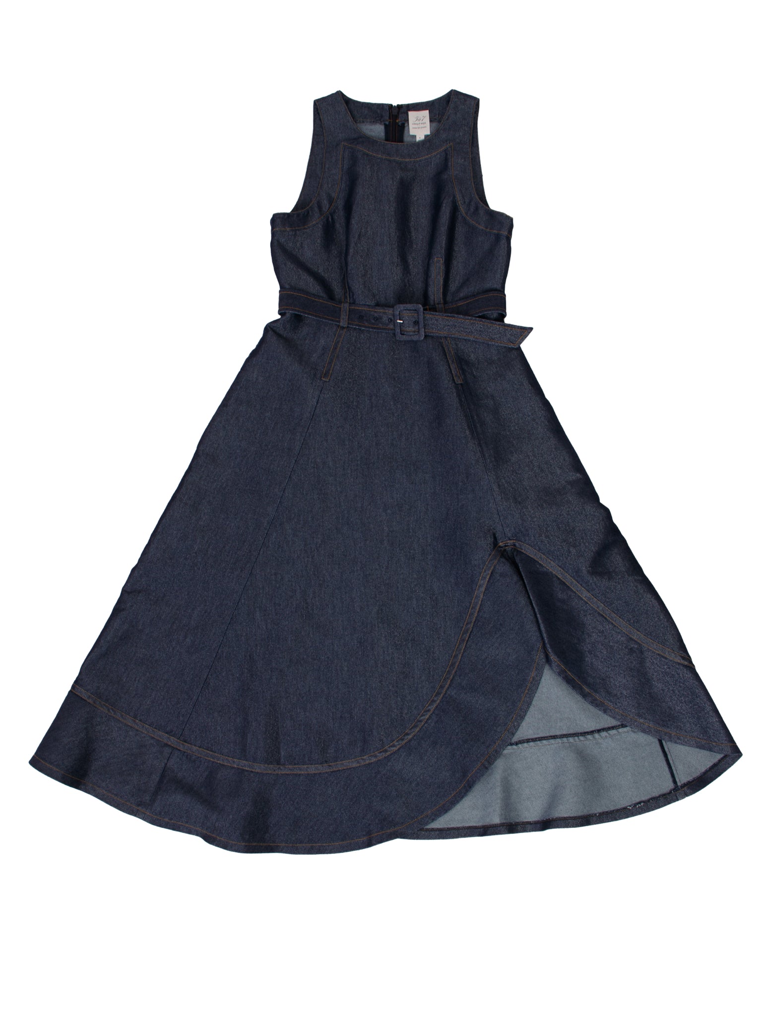 Cinq a Sept Metallic Denim Belted Dress