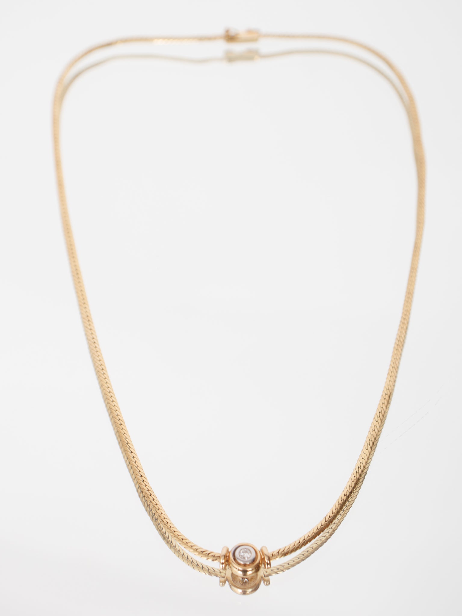 14K European Snake Chain Solitaire Necklace