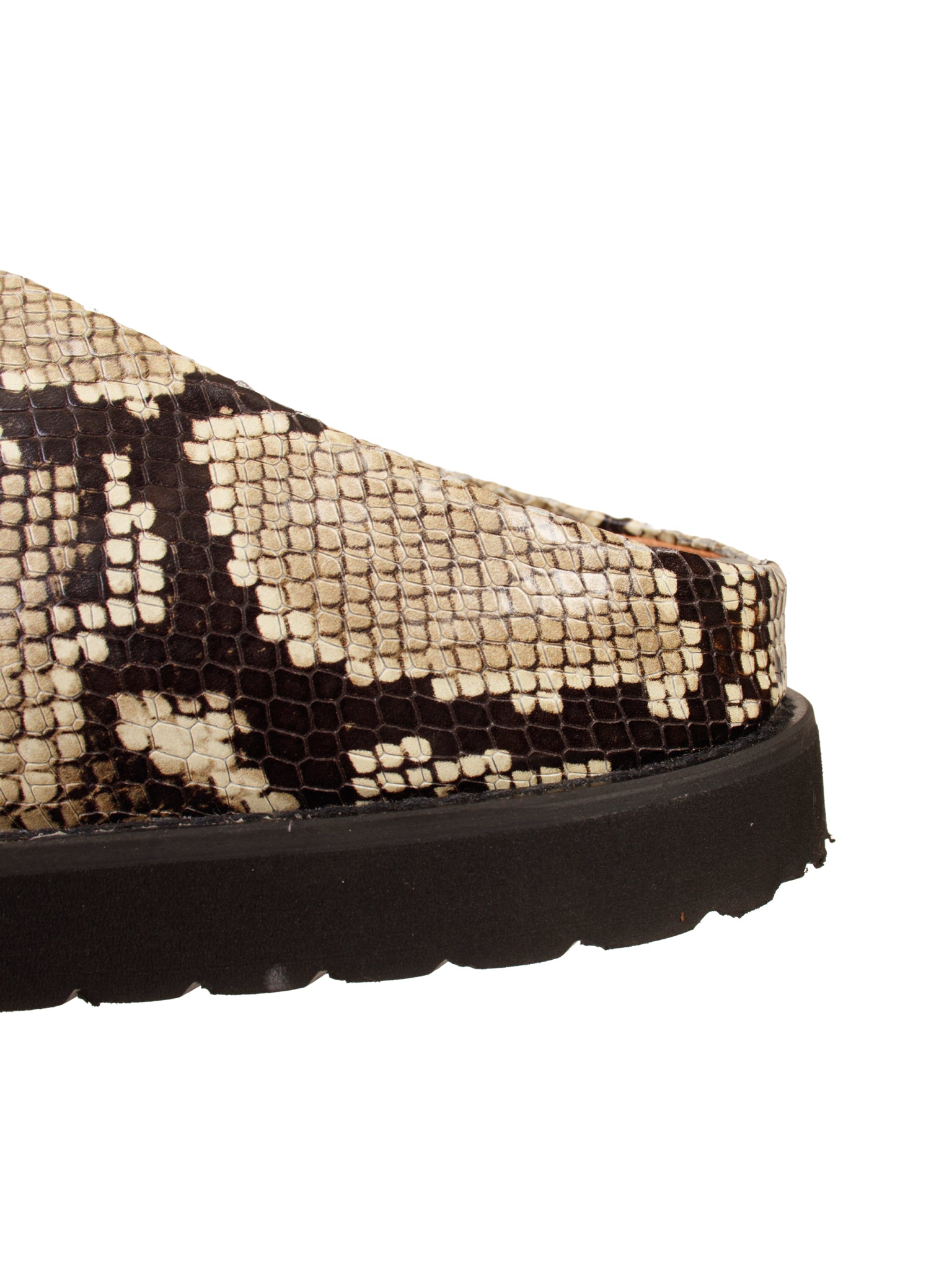 Ganni Snake Embossed Leather Platform Slides