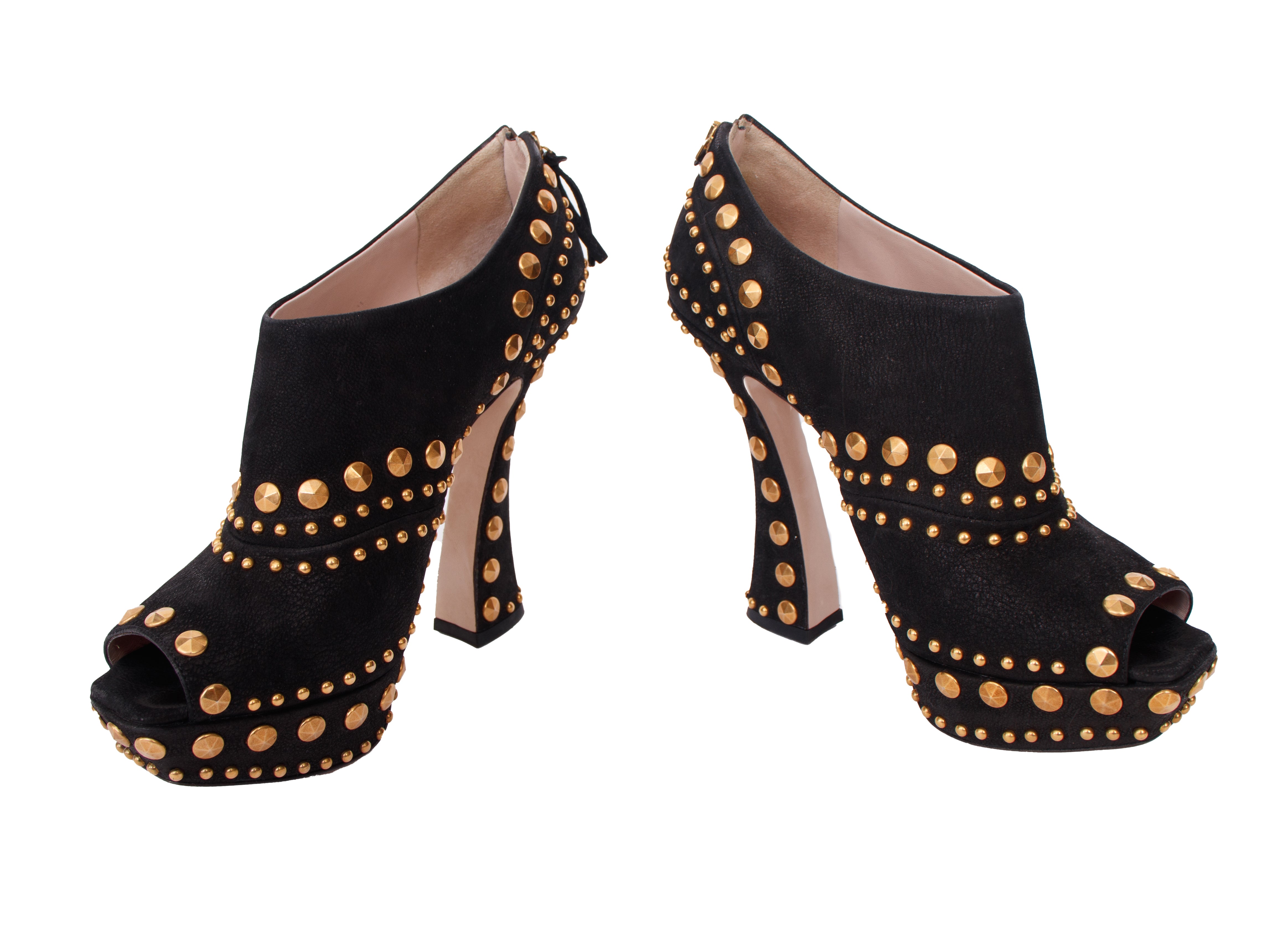 Miu Miu Nubuck Studded Platforms | Mercy Vintage