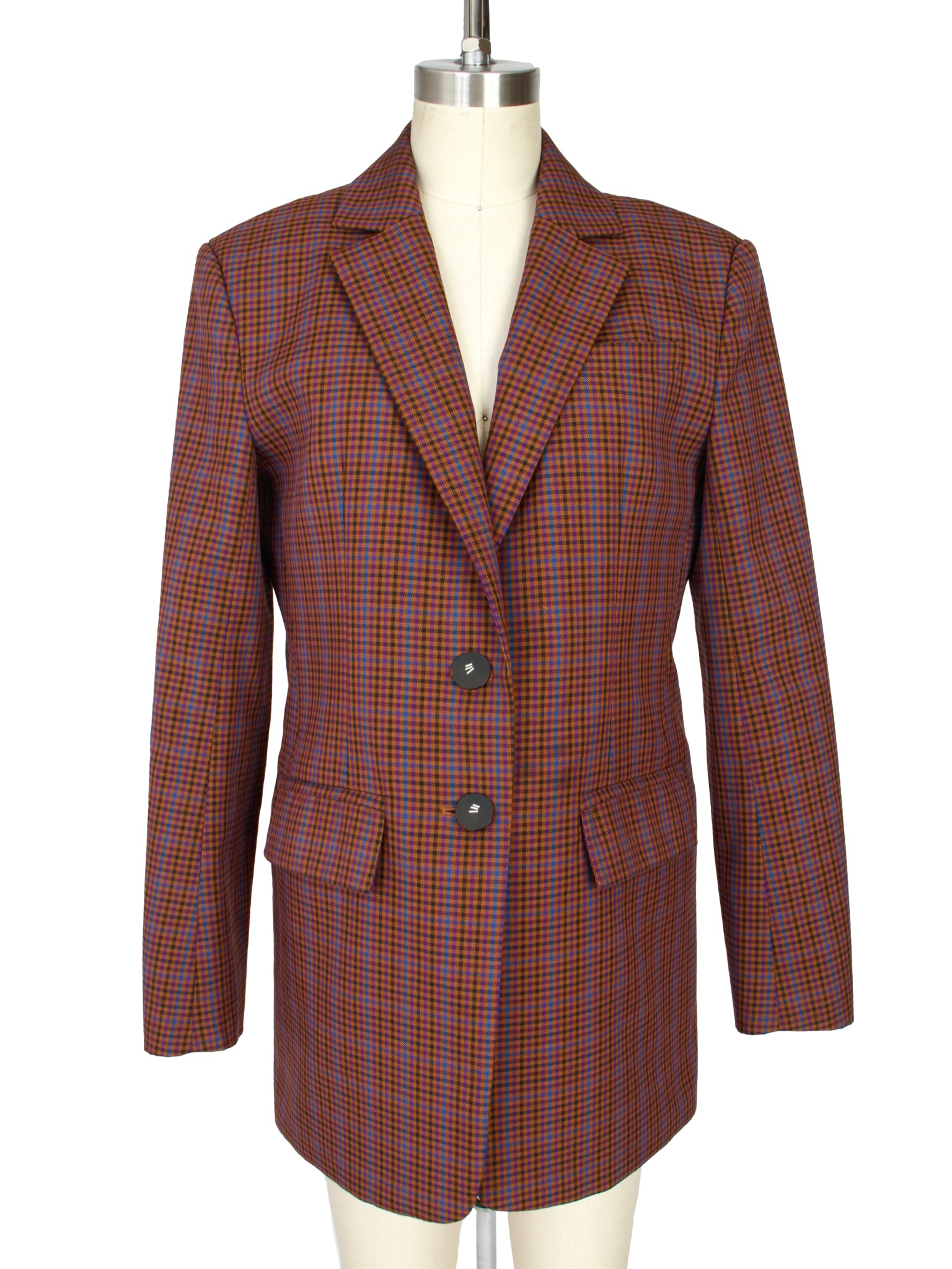 Tibi Gingham Pierced Blazer