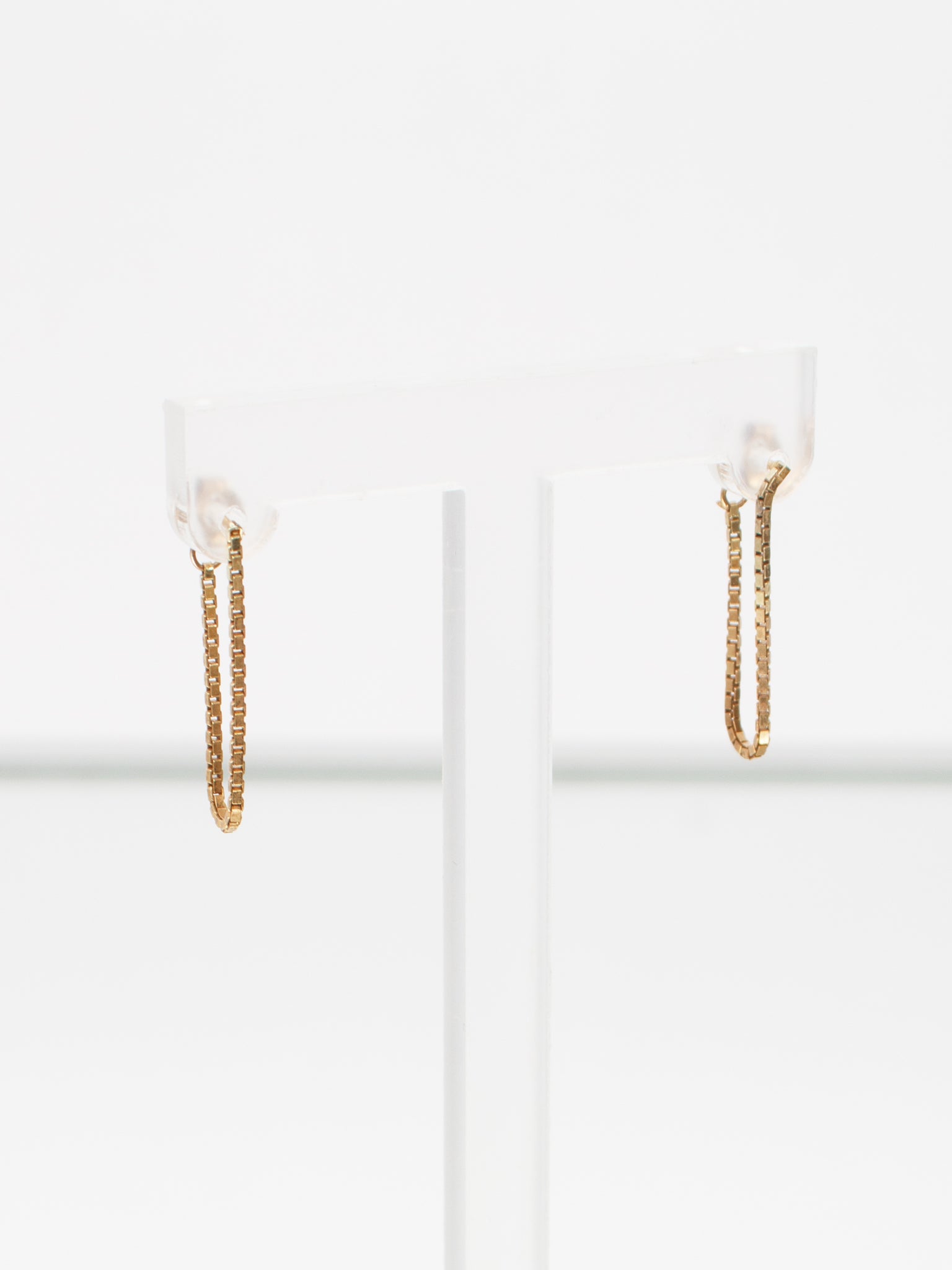 14K Gold Box Chain Earrings