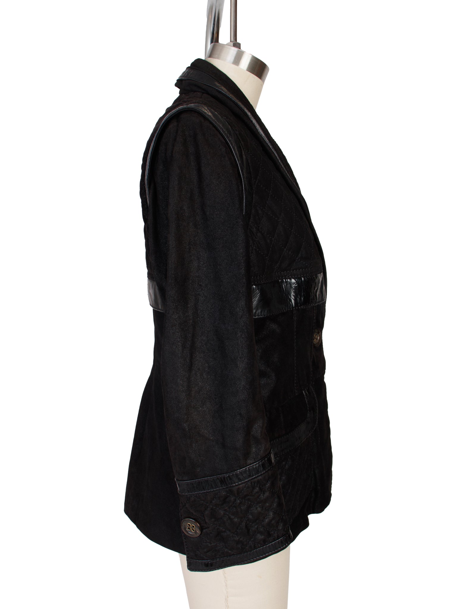 Just Cavalli Suede Quilted & Patent Leather Trim Jacket