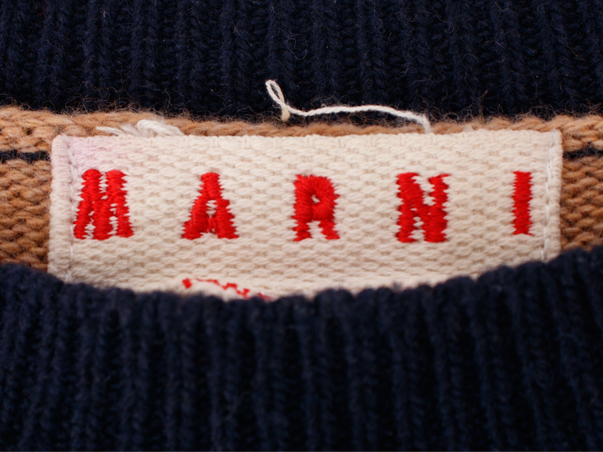 Marni Virgin Wool Colorblock Logo Knit Top