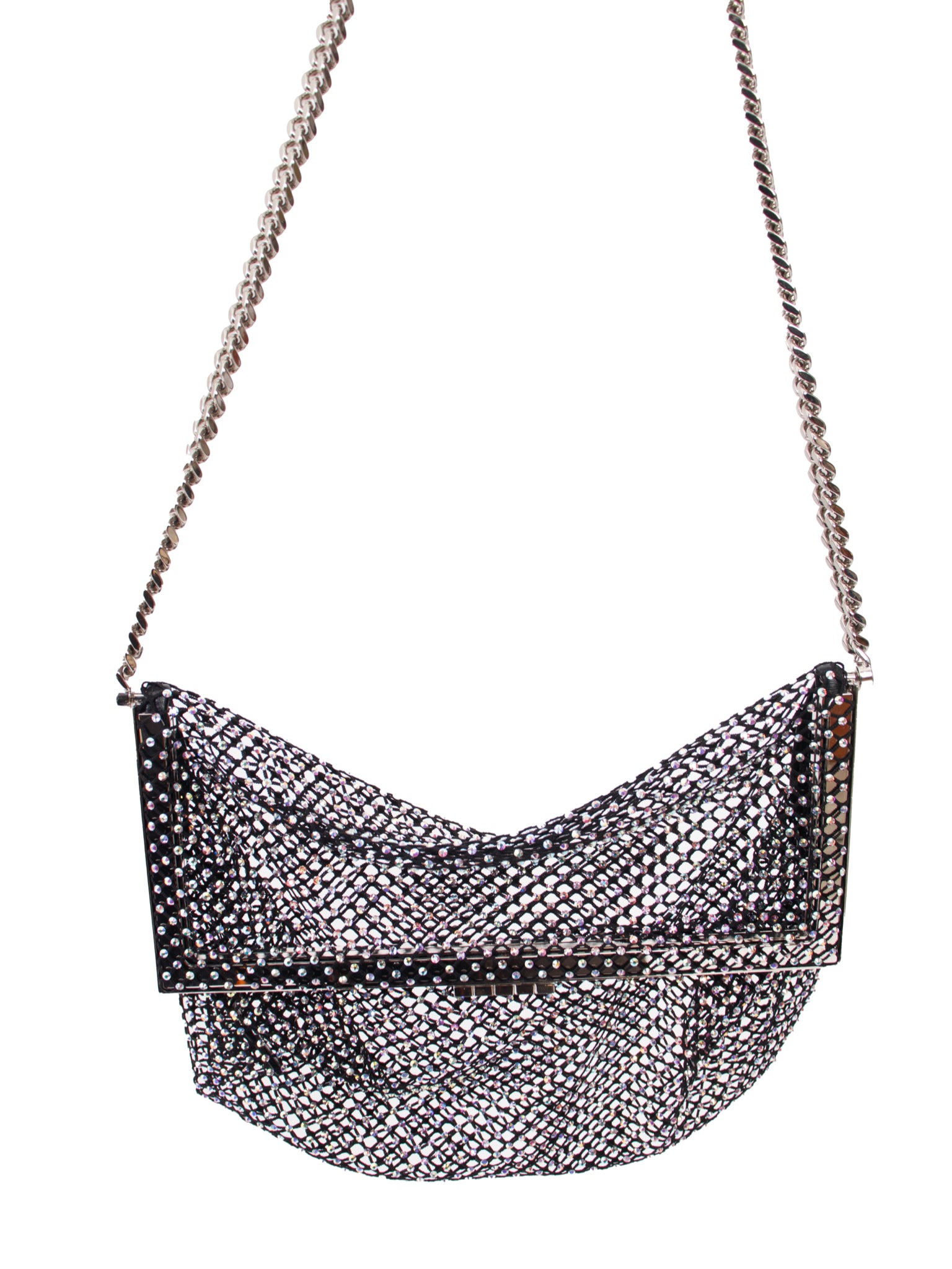Saint Laurent Fanny Crystal Mesh Kiss-Lock Shoulder Bag