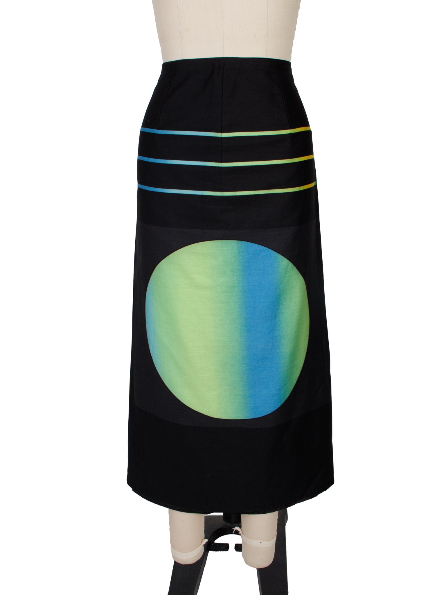 1980s Silk Asymmetrical Graphic Skirt Set
