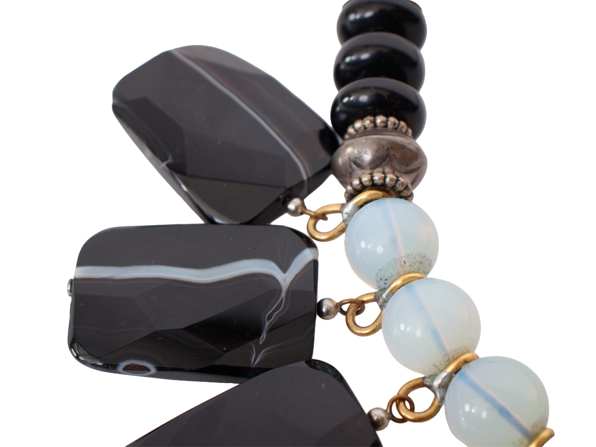 Masha Archer Opalite & Obsidian Statement Necklace