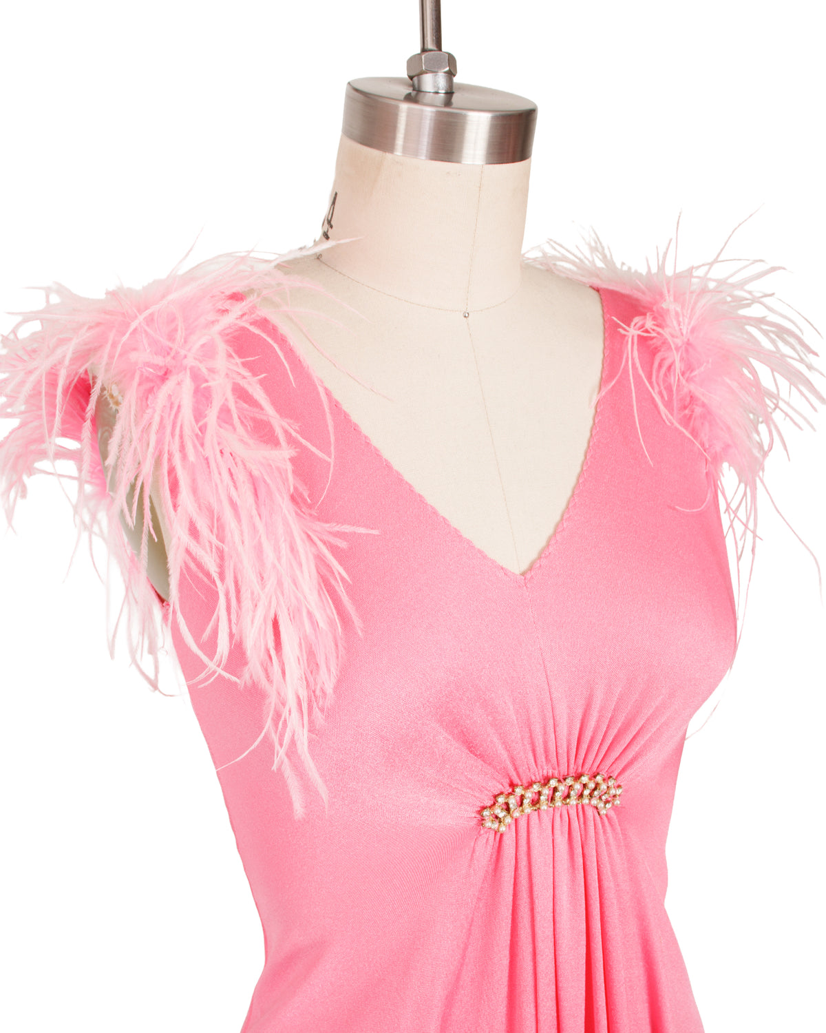 1970s Jersey & Marabou Trim Nightgown