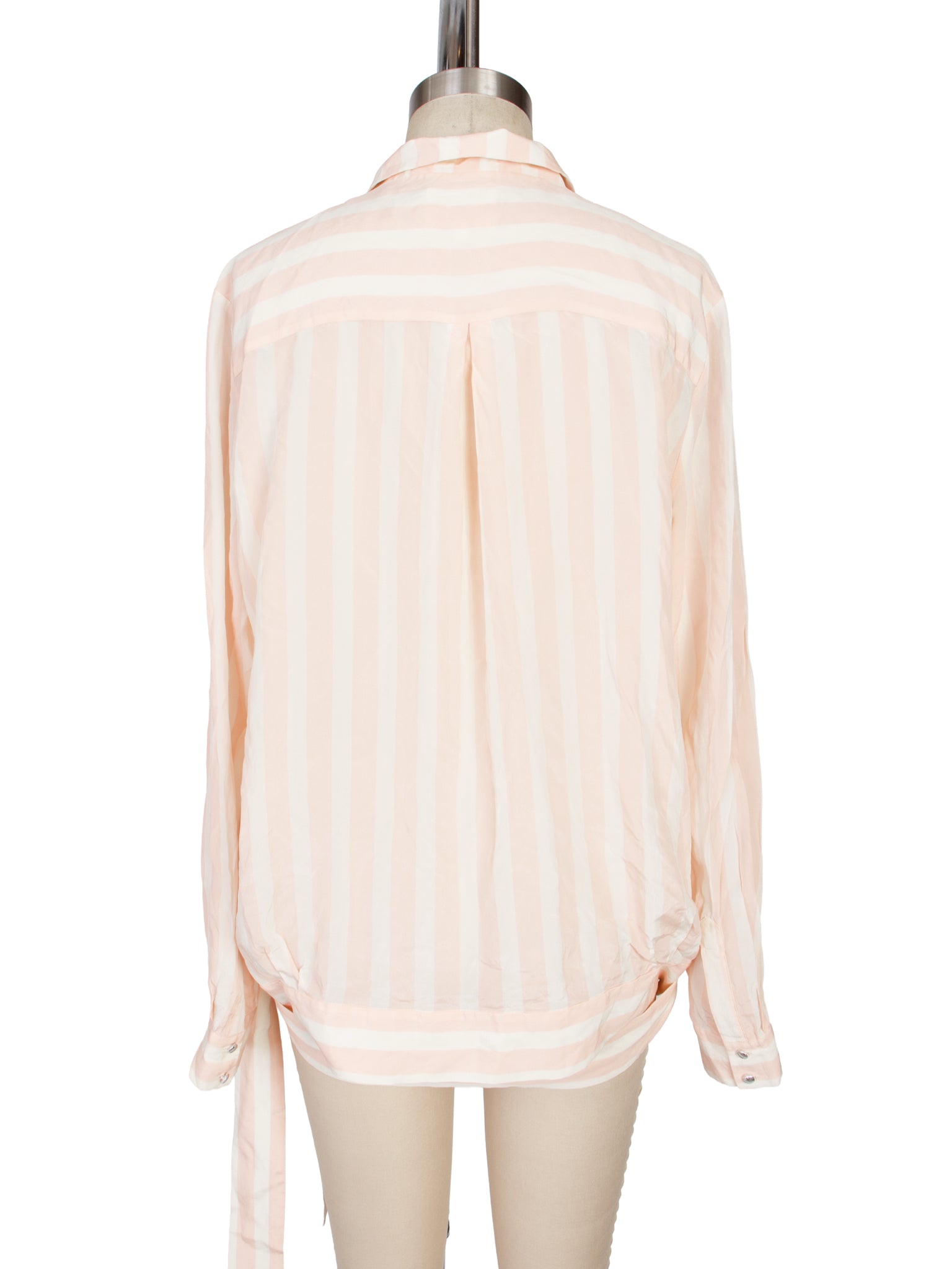 Sezane Silk Pinstripe Wrap Shirt