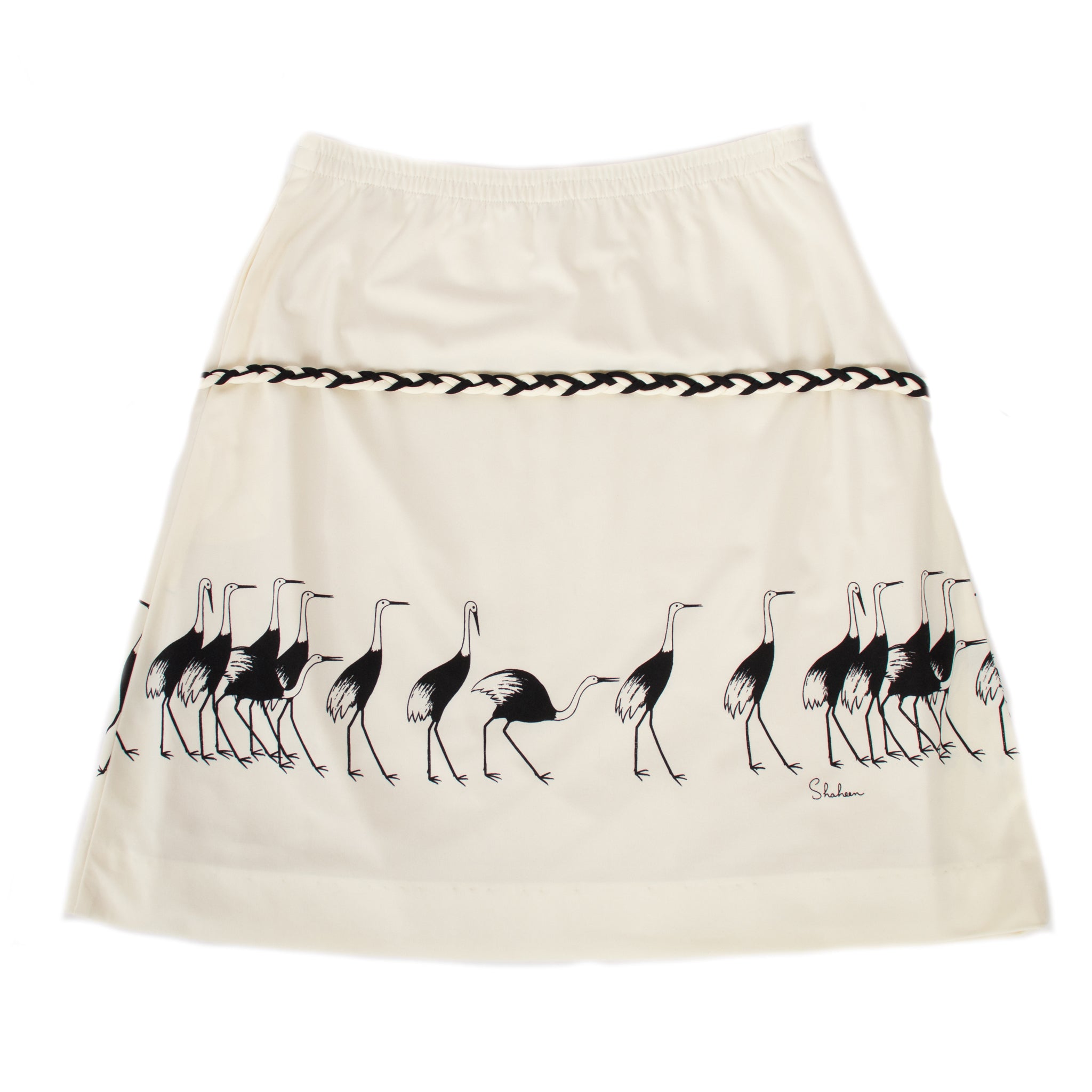 Miss Shaheen Egret Print Skirt