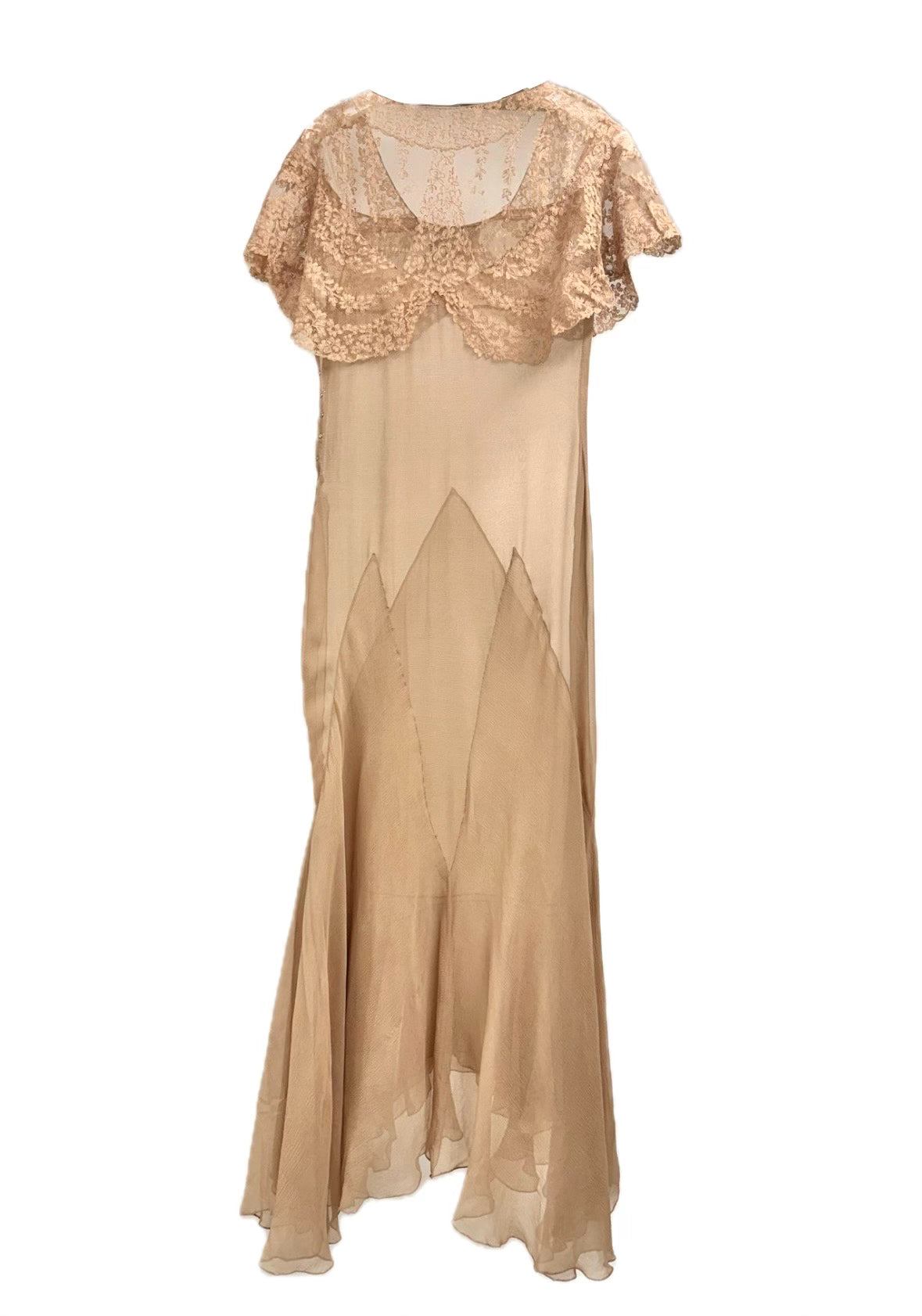 1930's Chiffon & Lace Evening Dress Set