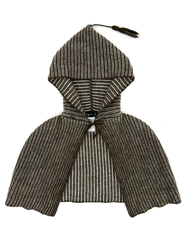 Agnés B. Rib Knit Hooded Caplet