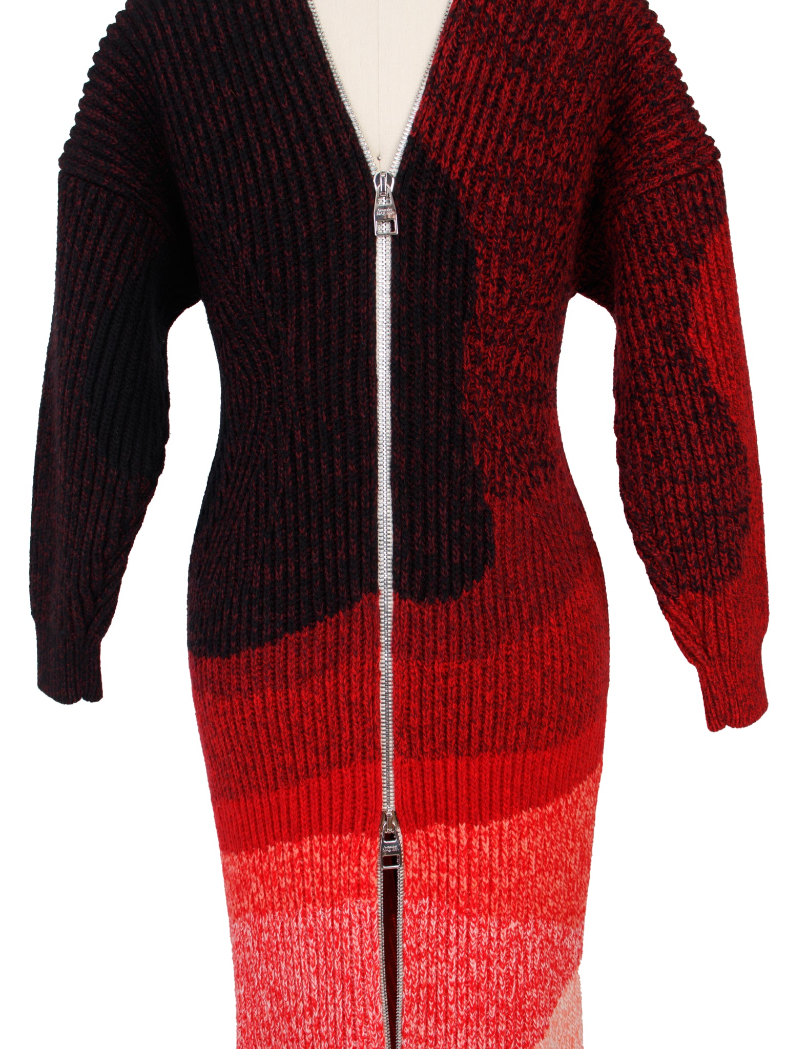 F/W 2021 Alexander McQueen Wool Knit Dual Way Zip Dress