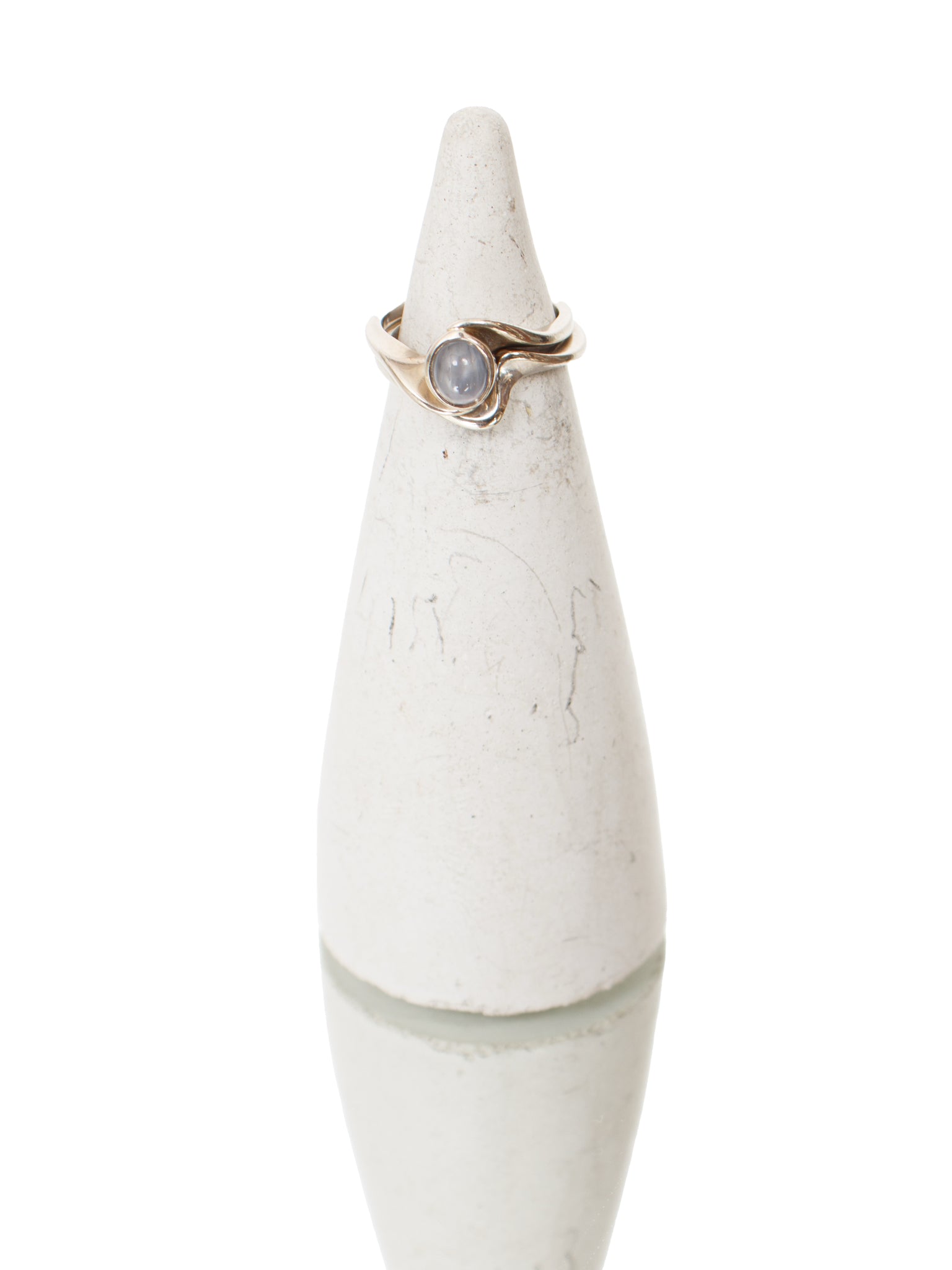 14K White Gold & Moonstone Stacking Ring Set
