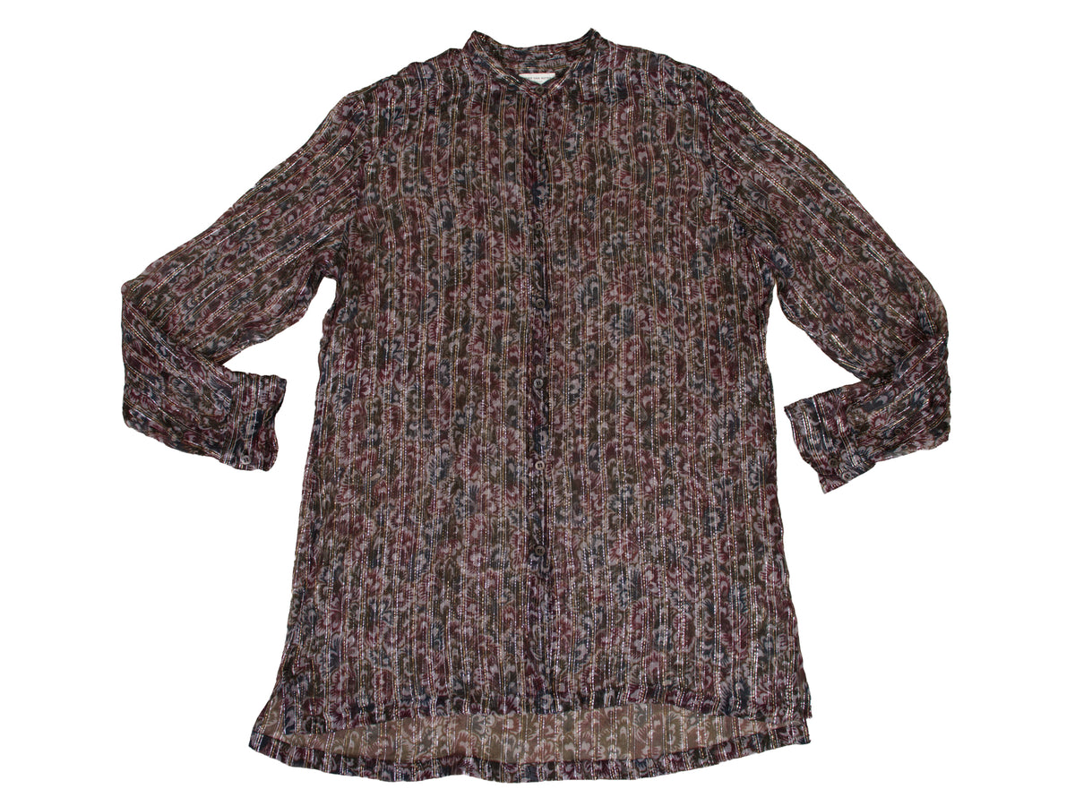 Dries Van Noten Lurex Chiffon Floral Blouse