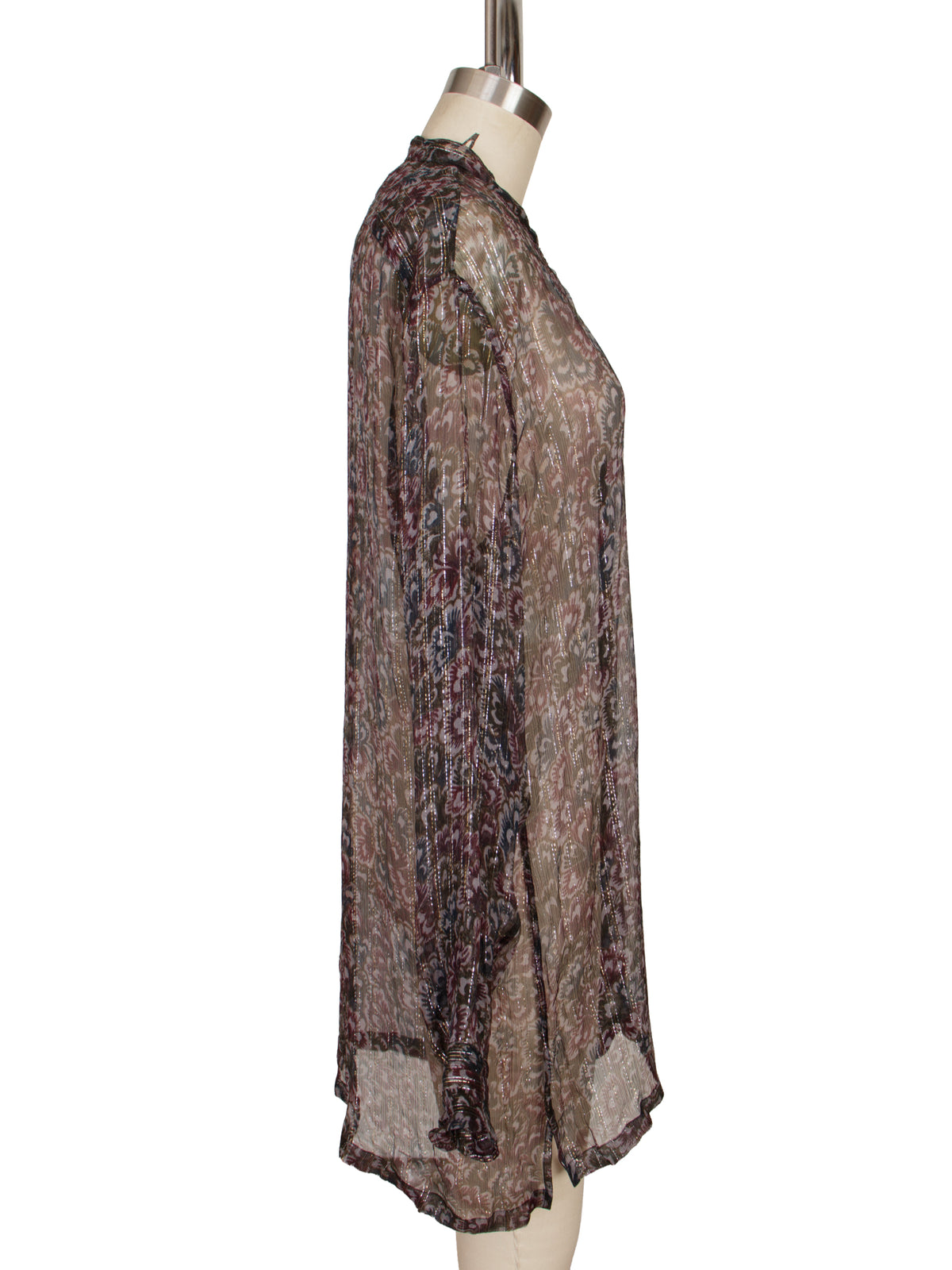 Dries Van Noten Lurex Chiffon Floral Blouse