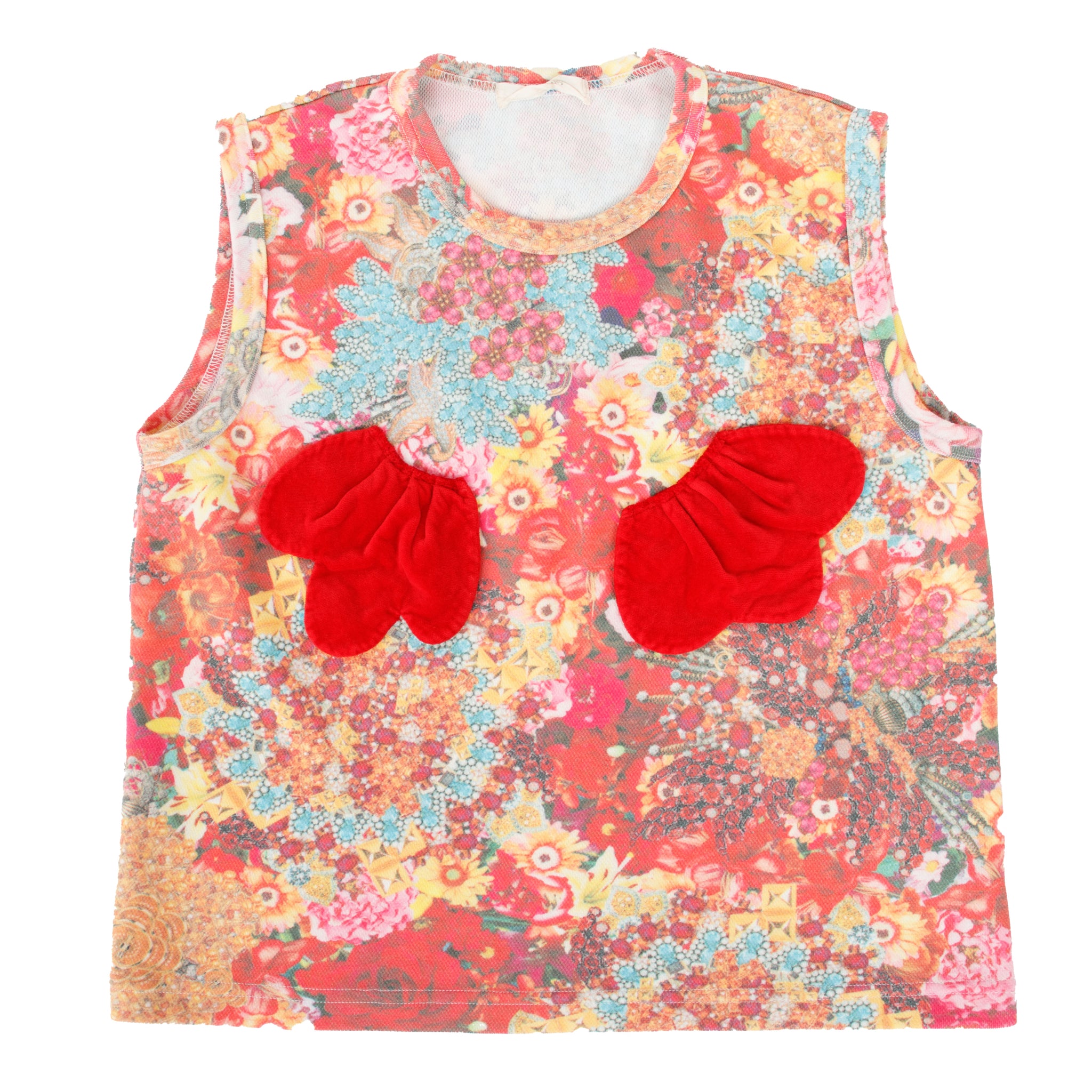 SS 2004 Comme des Garcons Floral & Velour Patch Top