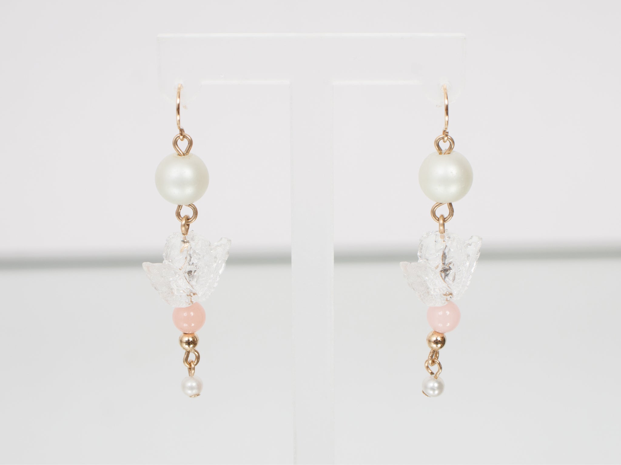 14K Gold Fill Rose Quartz Angel Earrings