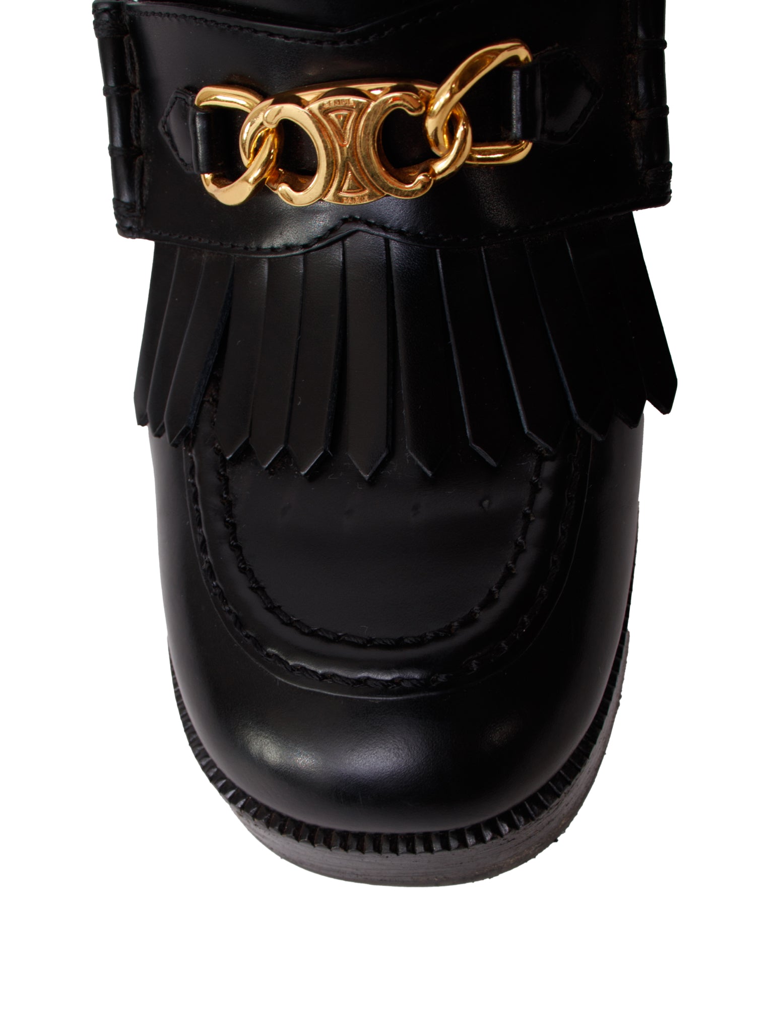 Celine Tess Triomphe Chain Platform Loafers