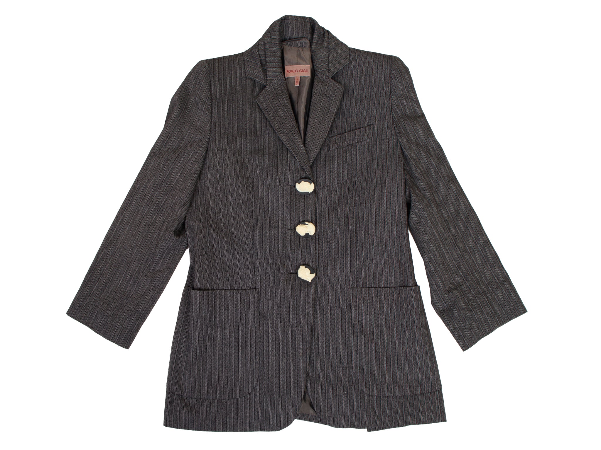 AW '95-'96 Romeo Gigli Wool Pinstripe Cameo Blazer