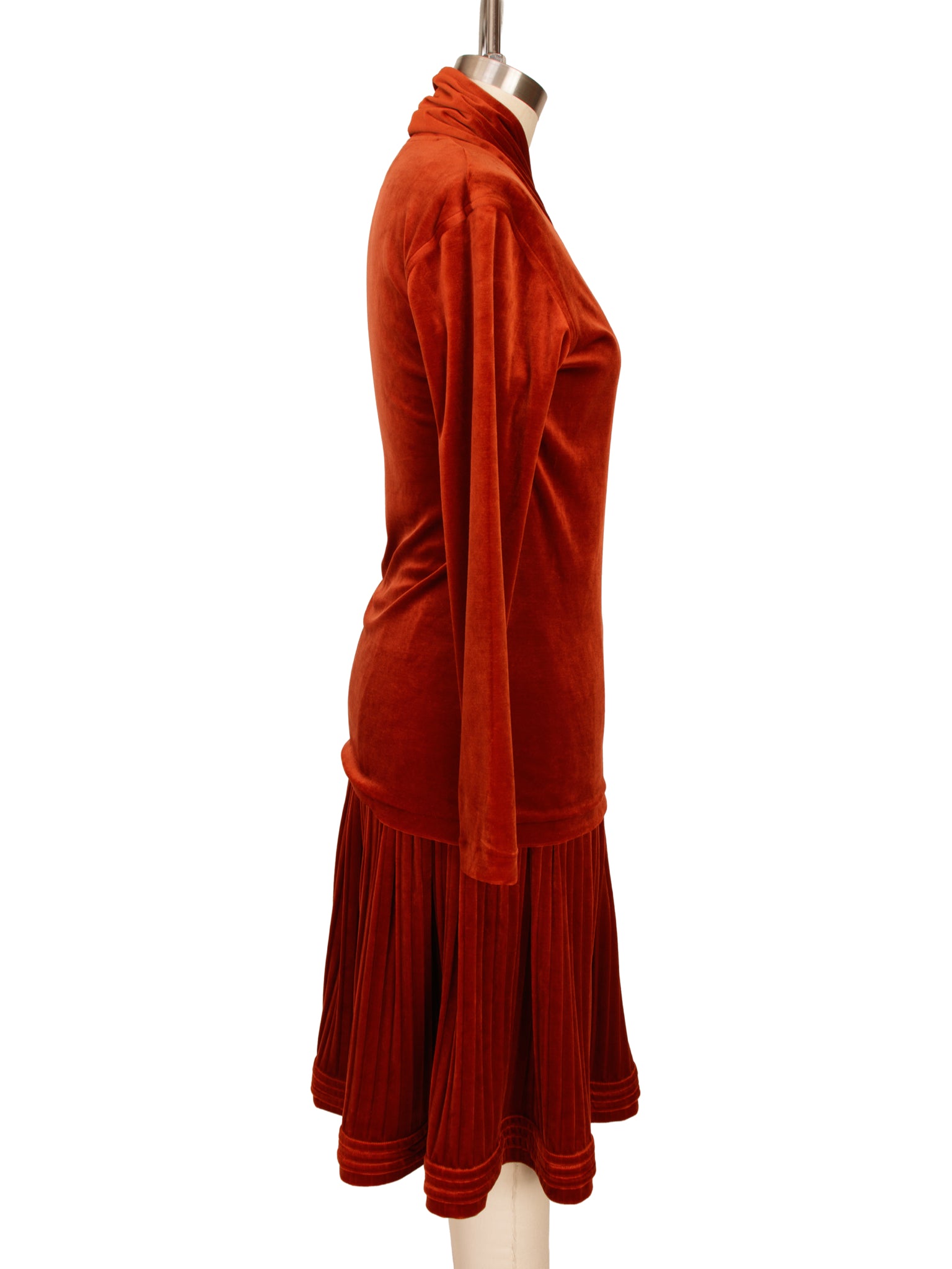1980s Kenzo Velour Pleated Skirt Set