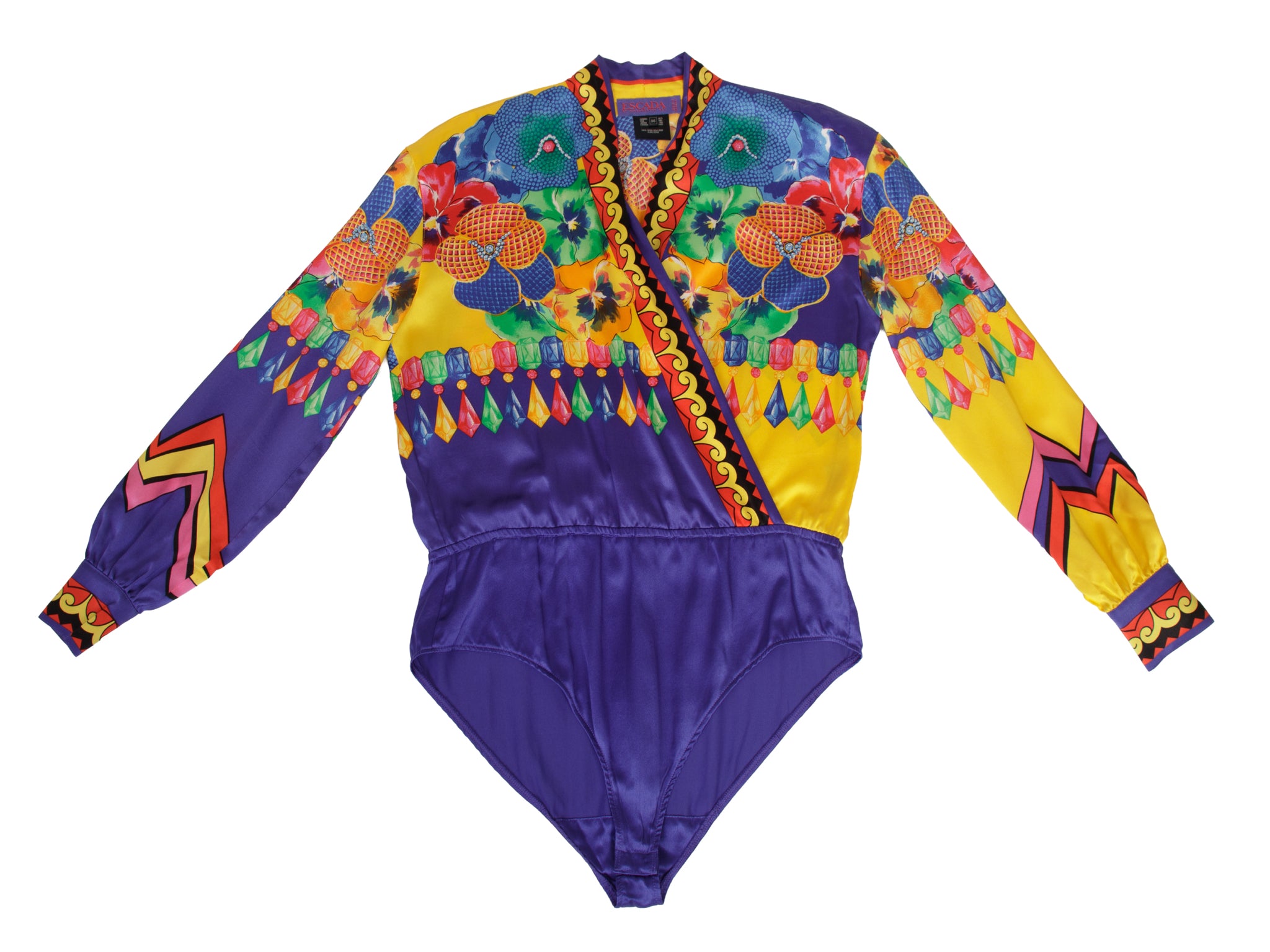 Escada Silk Jewel Print Bodysuit as-is