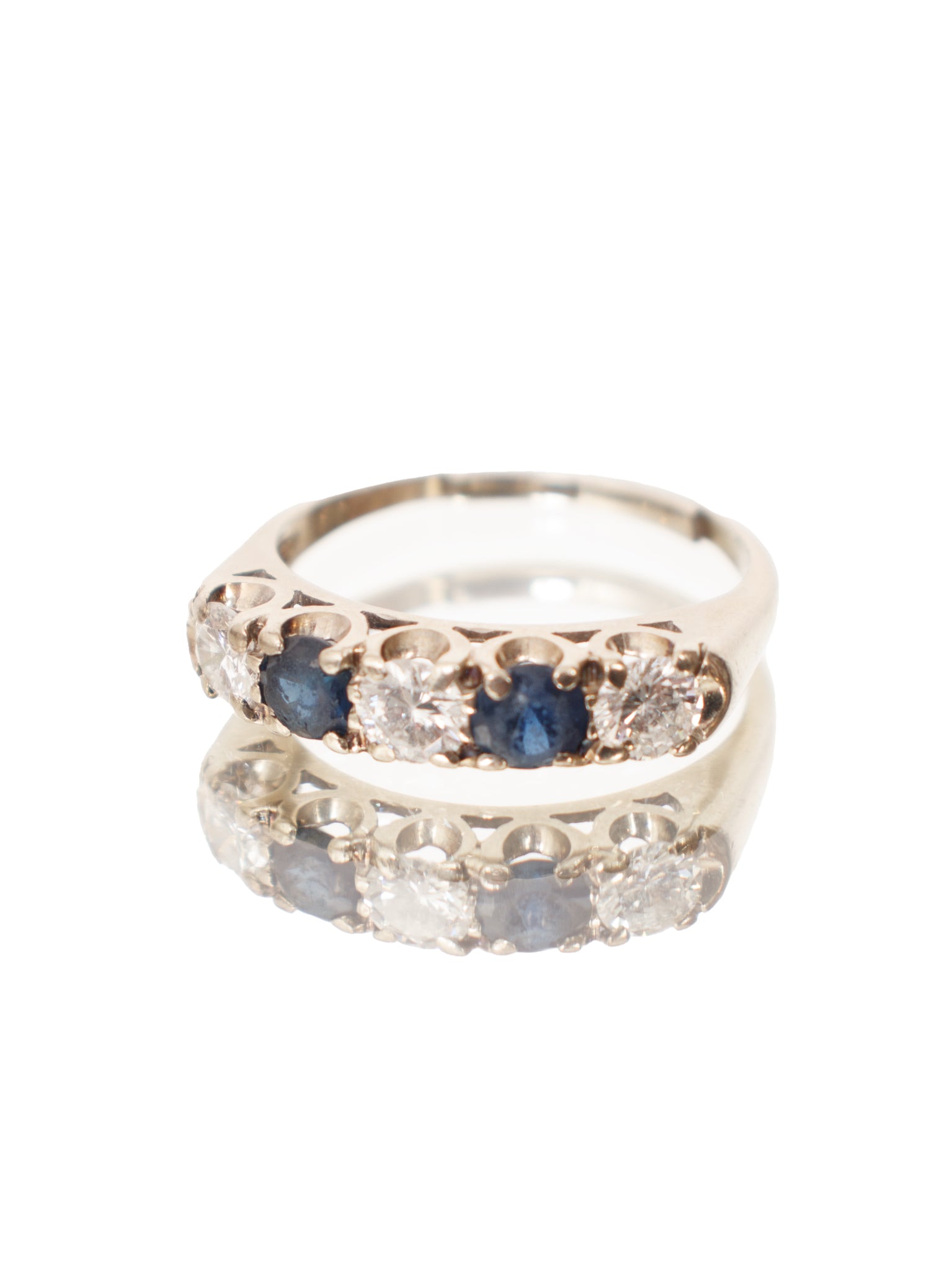 14K Sapphire & Diamond Prong Set Ring