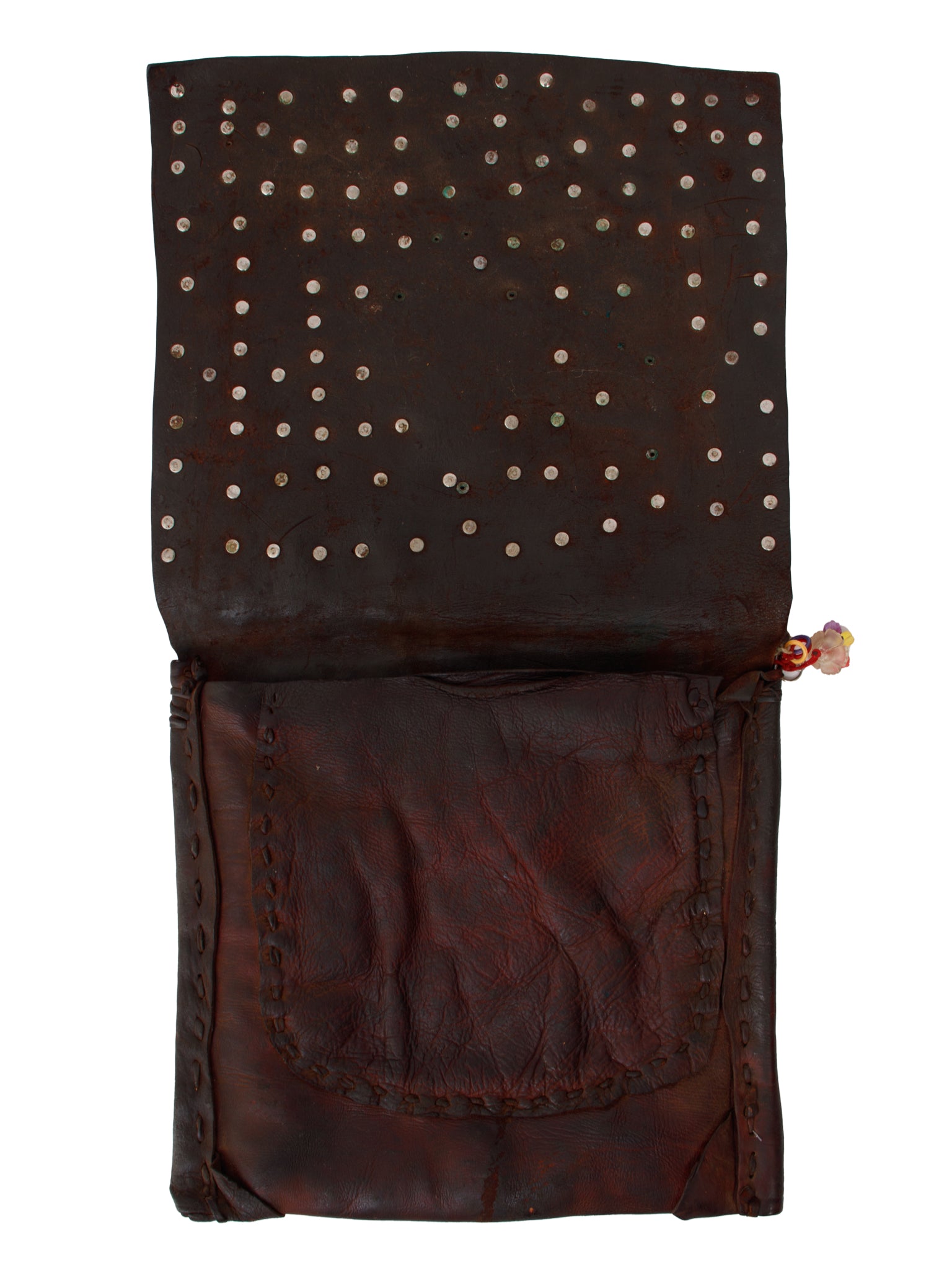 1910's Moroccan Leather & Coin Embellished Messenger Bag