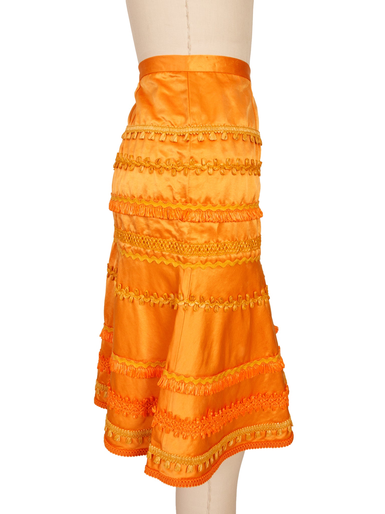 Moschino Cheap & Chic Satin & Raffia Trim Skirt