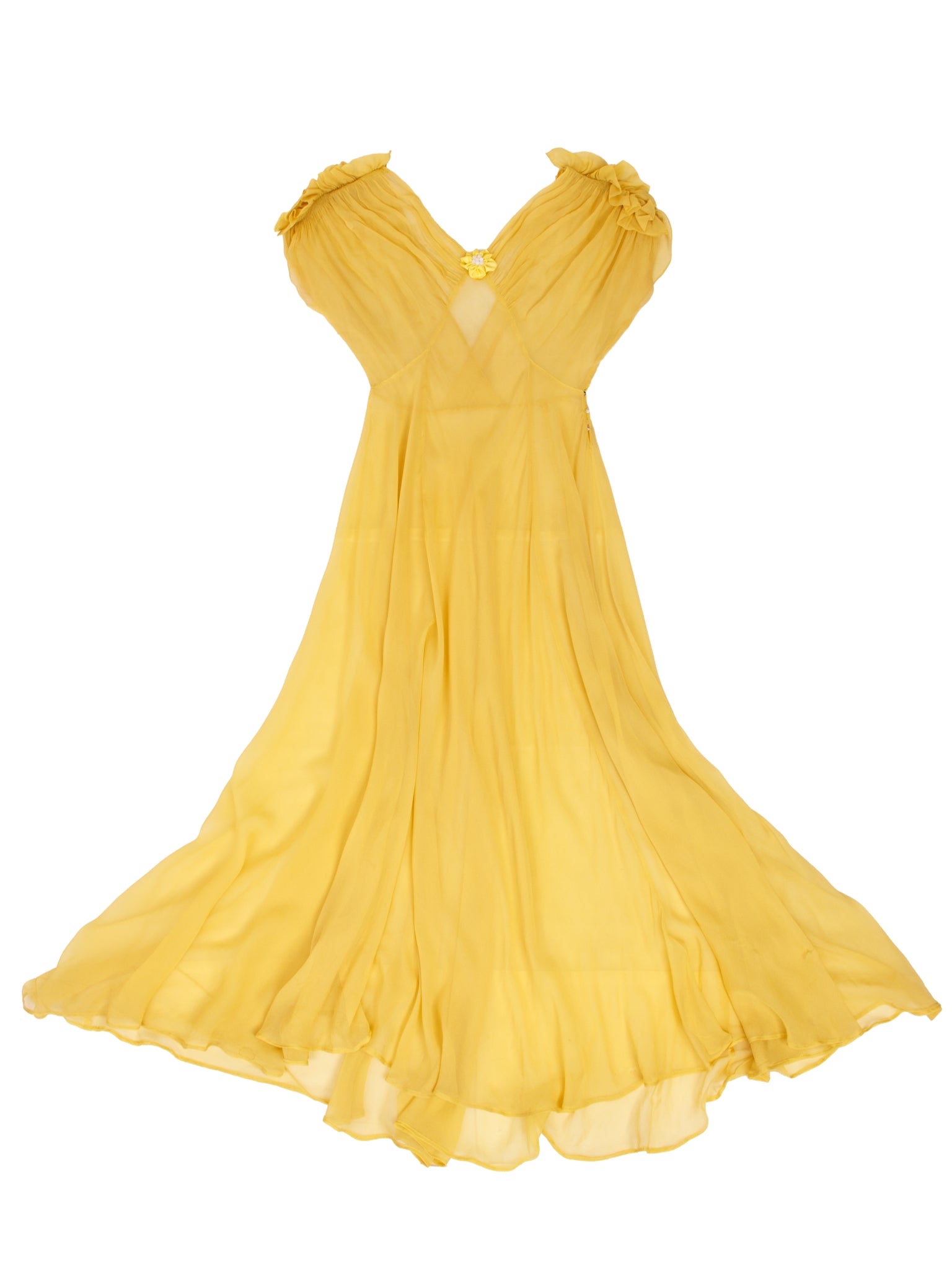 Handmade Chiffon Flower Applique Dress
