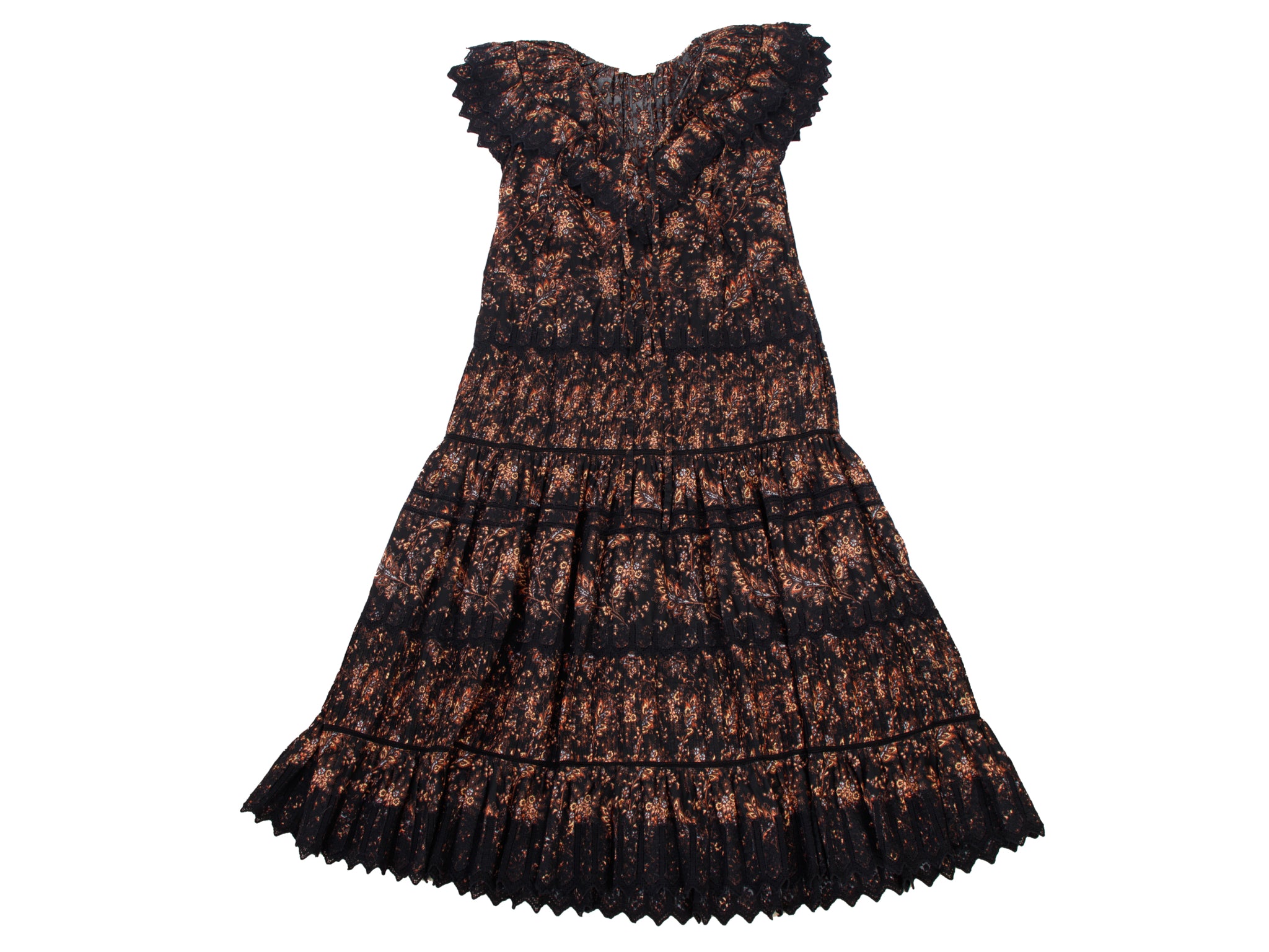 Ulla Johnson Jacqueline Floral Pintucked & Lace Trim Dress