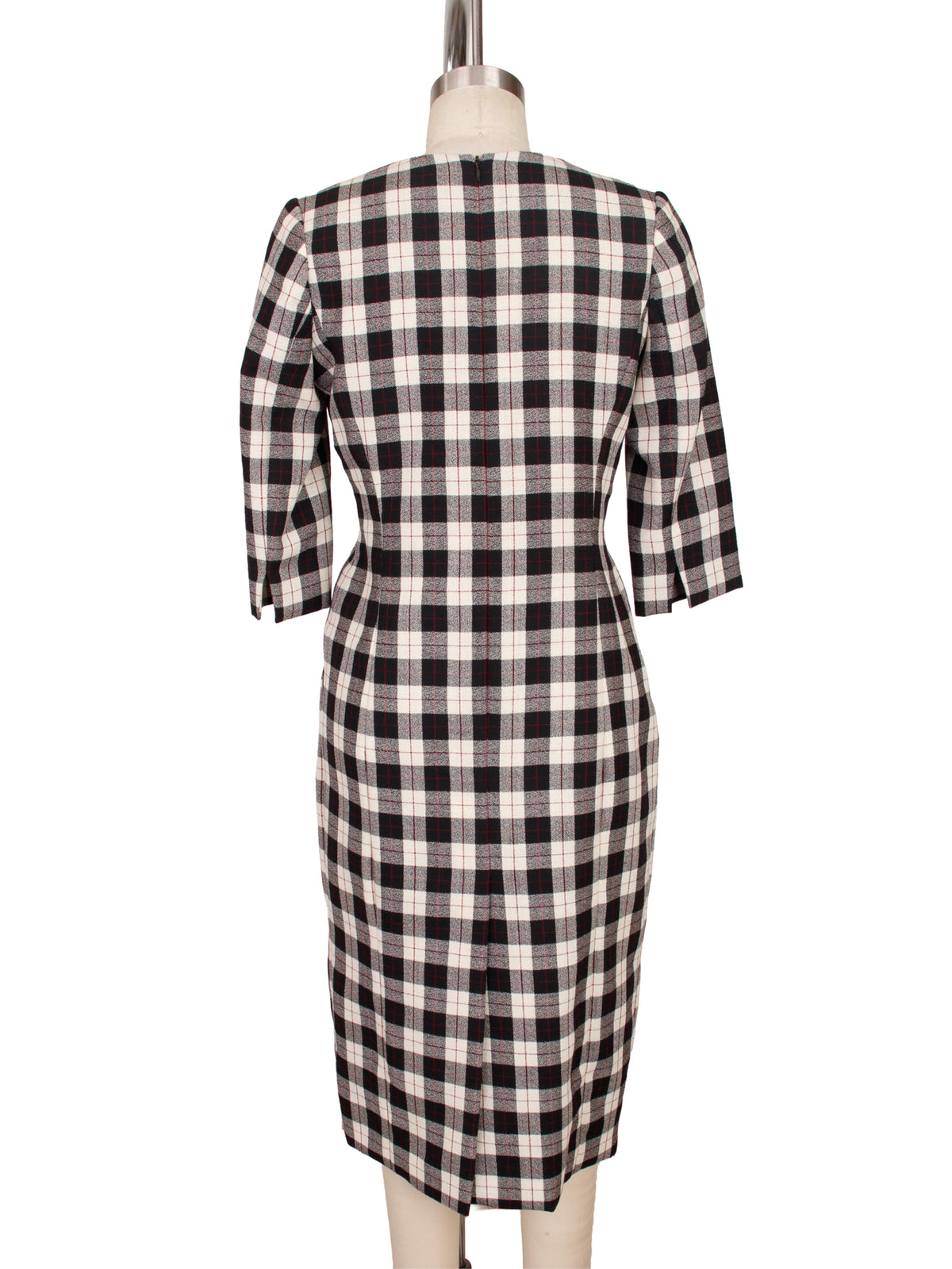 Susan Becker Tartan & Jacquard Lined Midi Dress
