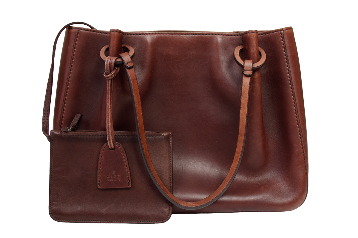 Gucci Leather Luggage Tag Tote