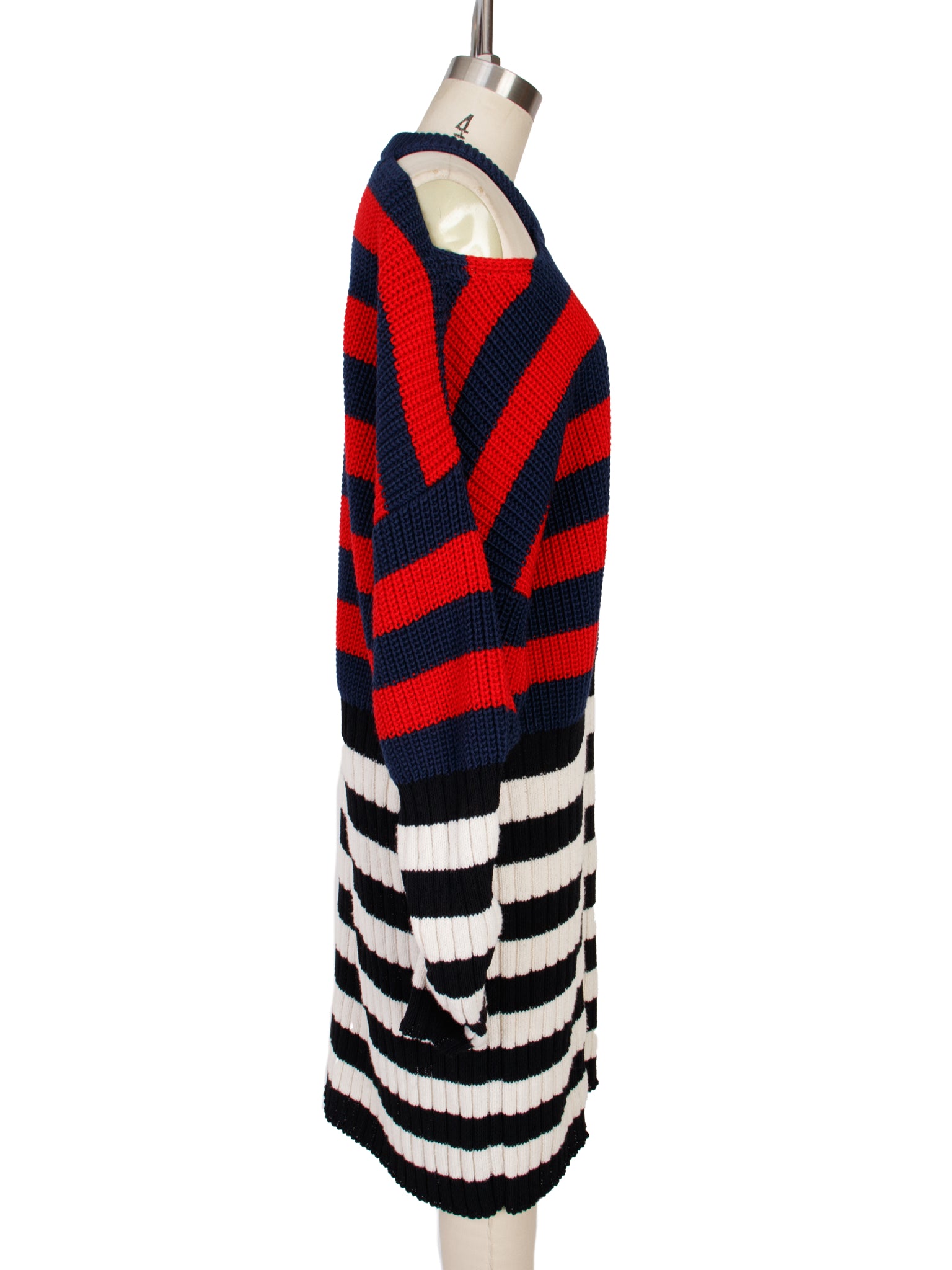 Balmain Striped Cutout Sweater Dress