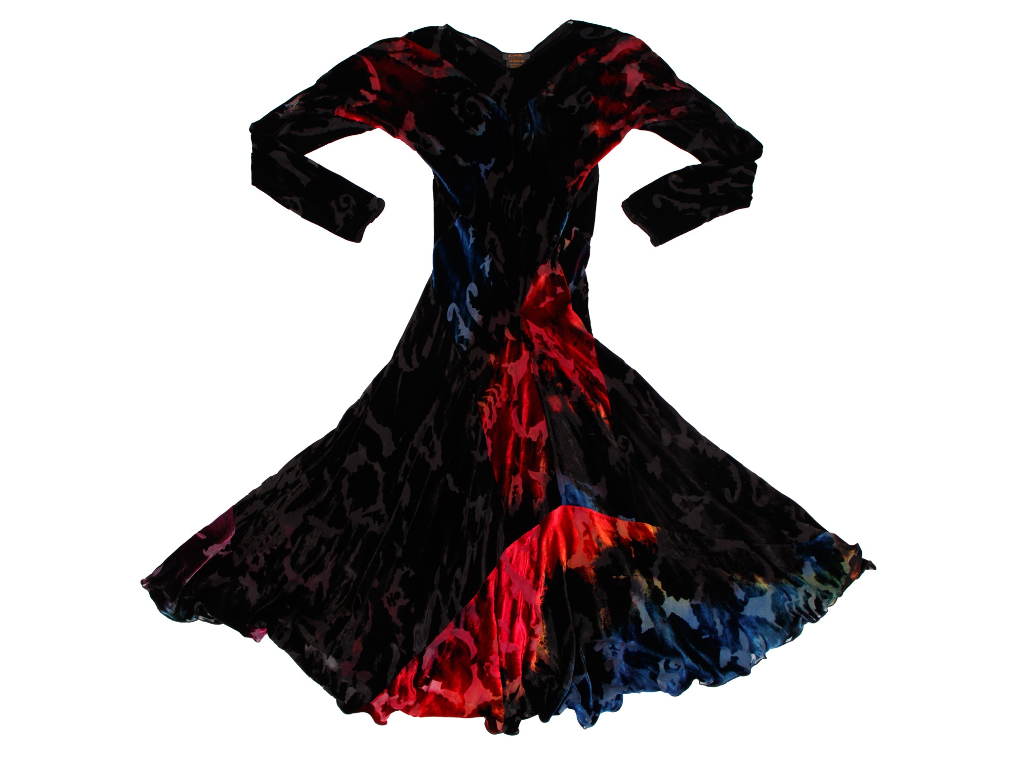 1990s Carter Smith Shibori Hand Dyed Velvet Devoré Dress