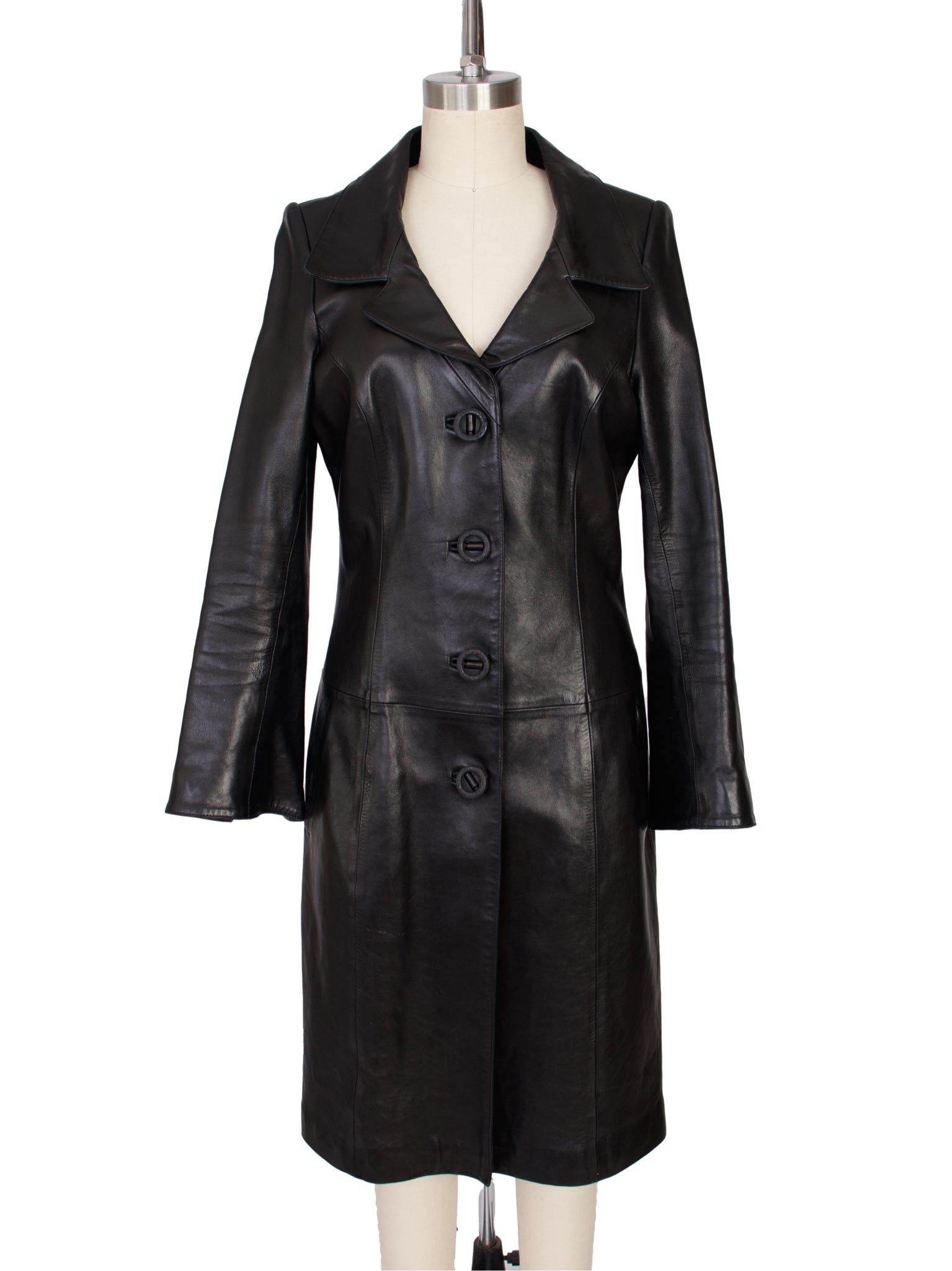 Jitrois Black Leather Trench Coat*