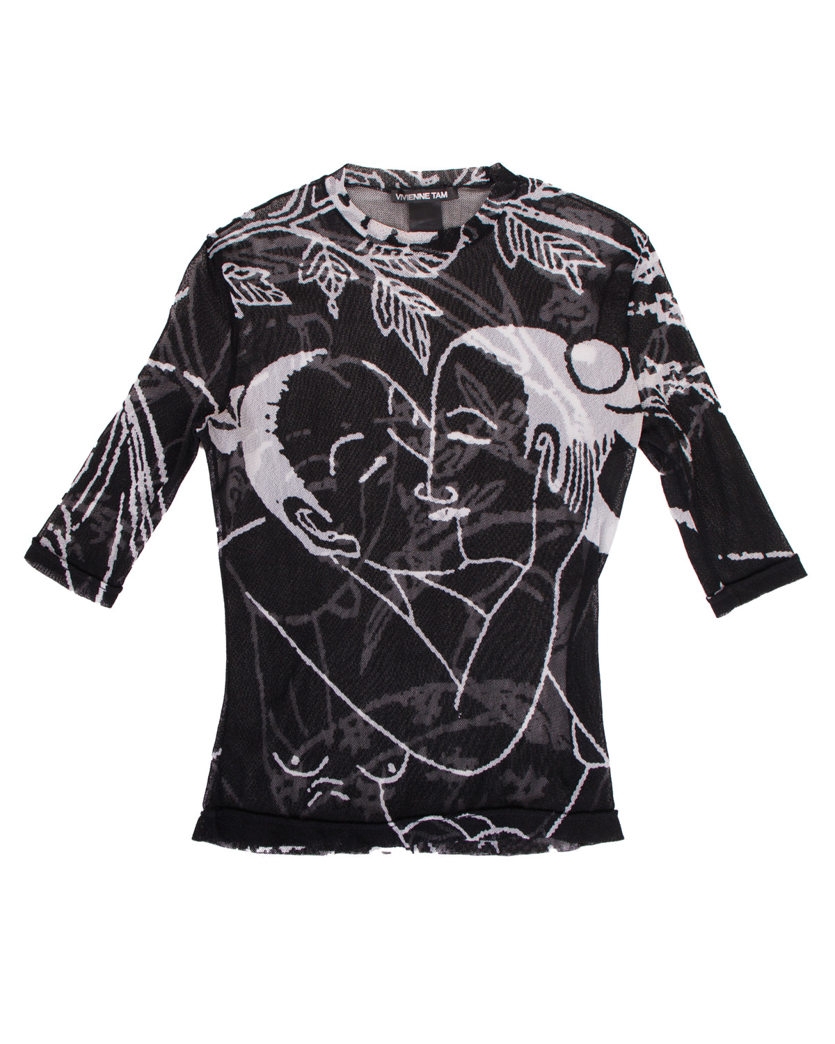 Vivienne Tam Mesh Kissing Couple Print Top