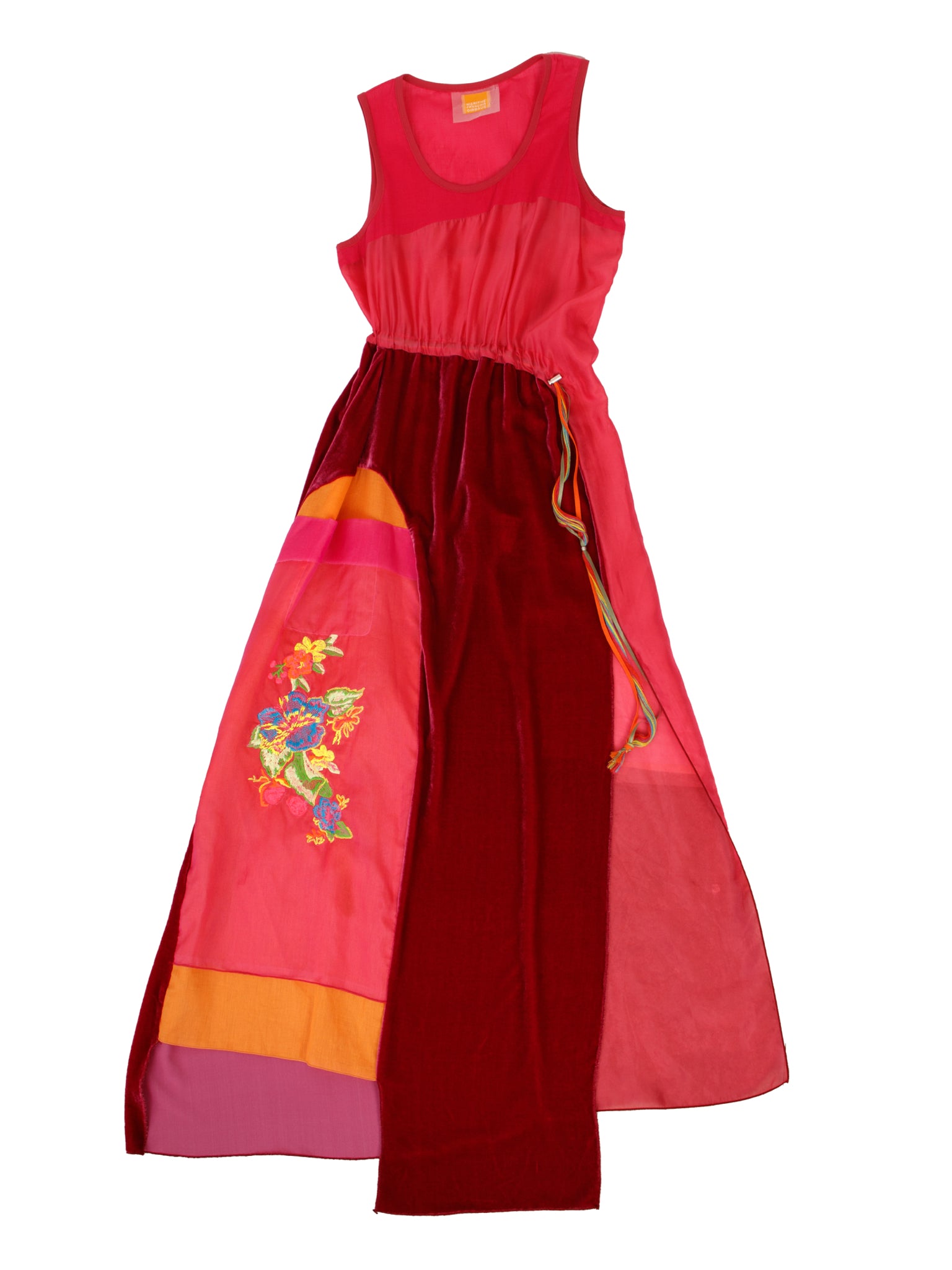 Marithe Francois Girbaud Velvet & Organza Embroidered Dress