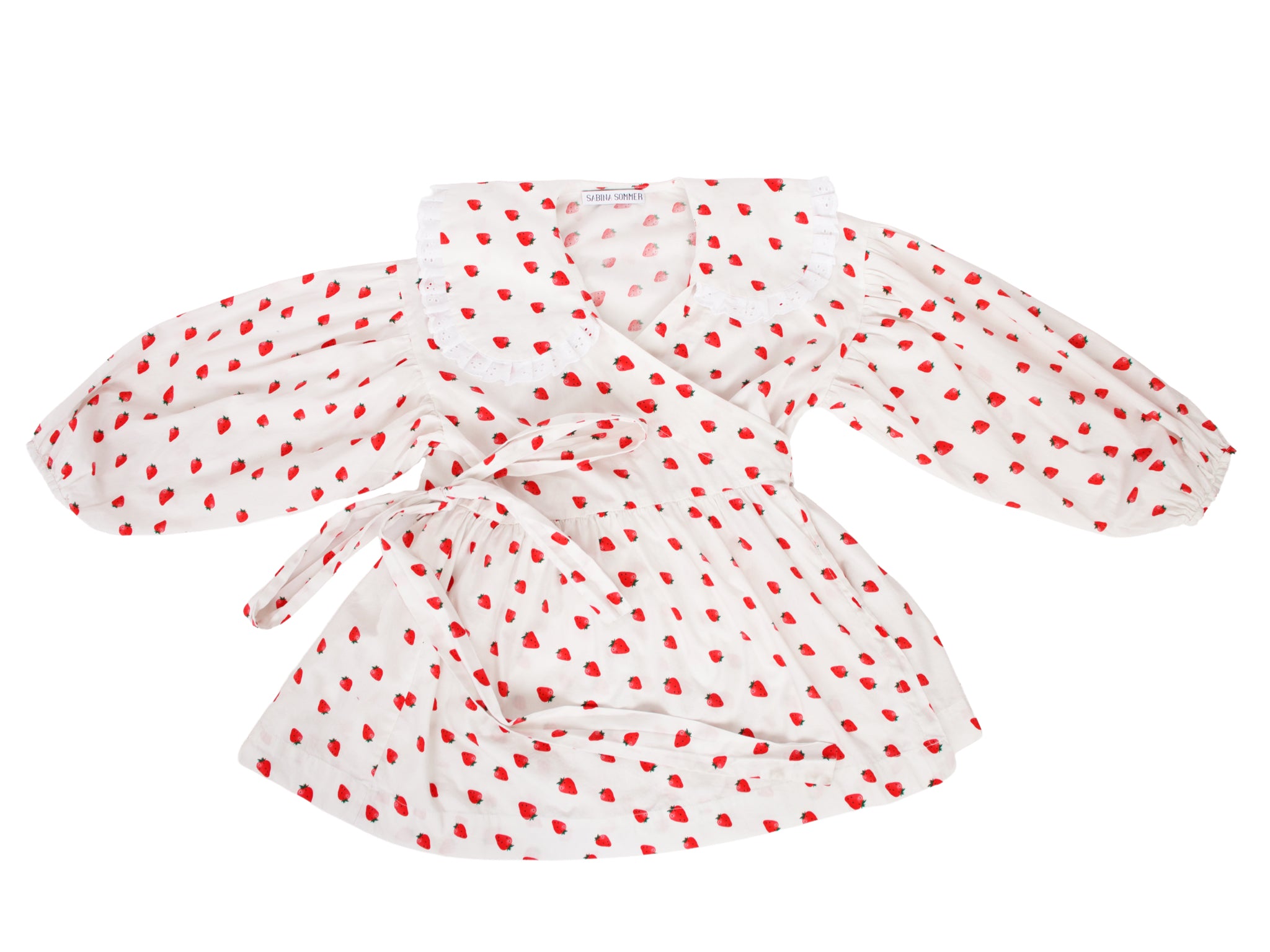 Sabrina Sommer Strawberry Print Wrap Blouse